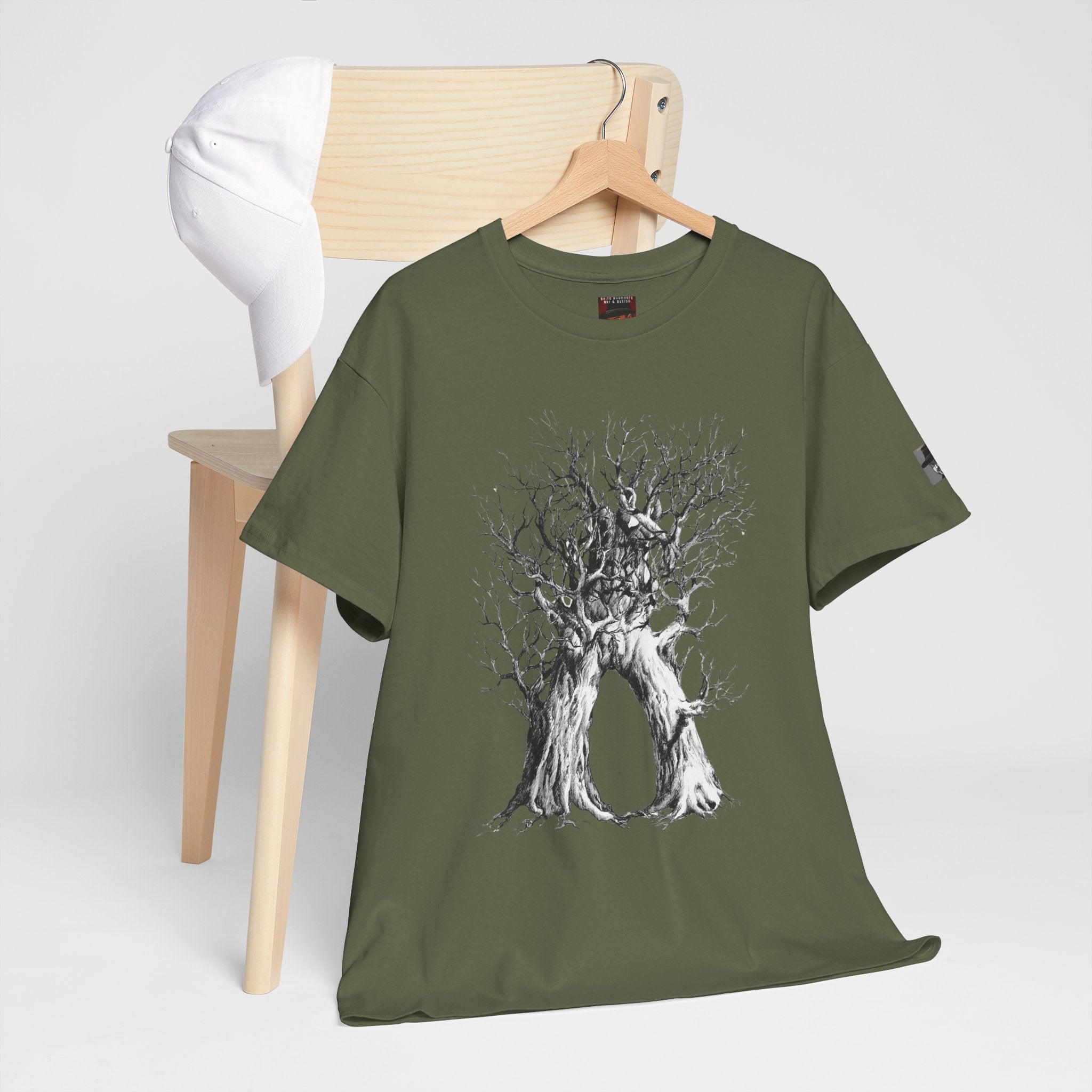 Tree of Lovers T-Shirt — Romantic Embrace Tree Illustration Tee