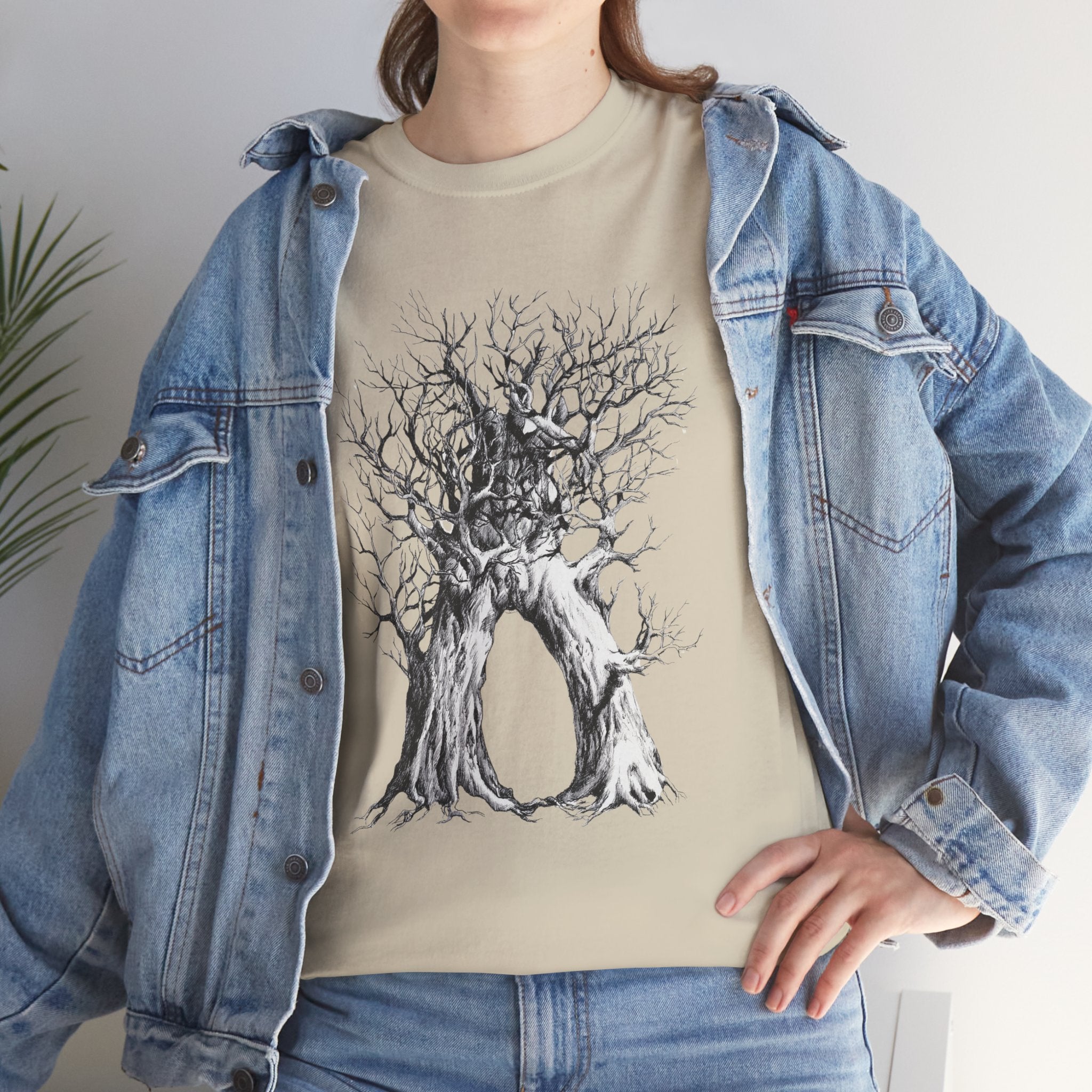 Tree of Lovers T-Shirt — Romantic Embrace Tree Illustration Tee