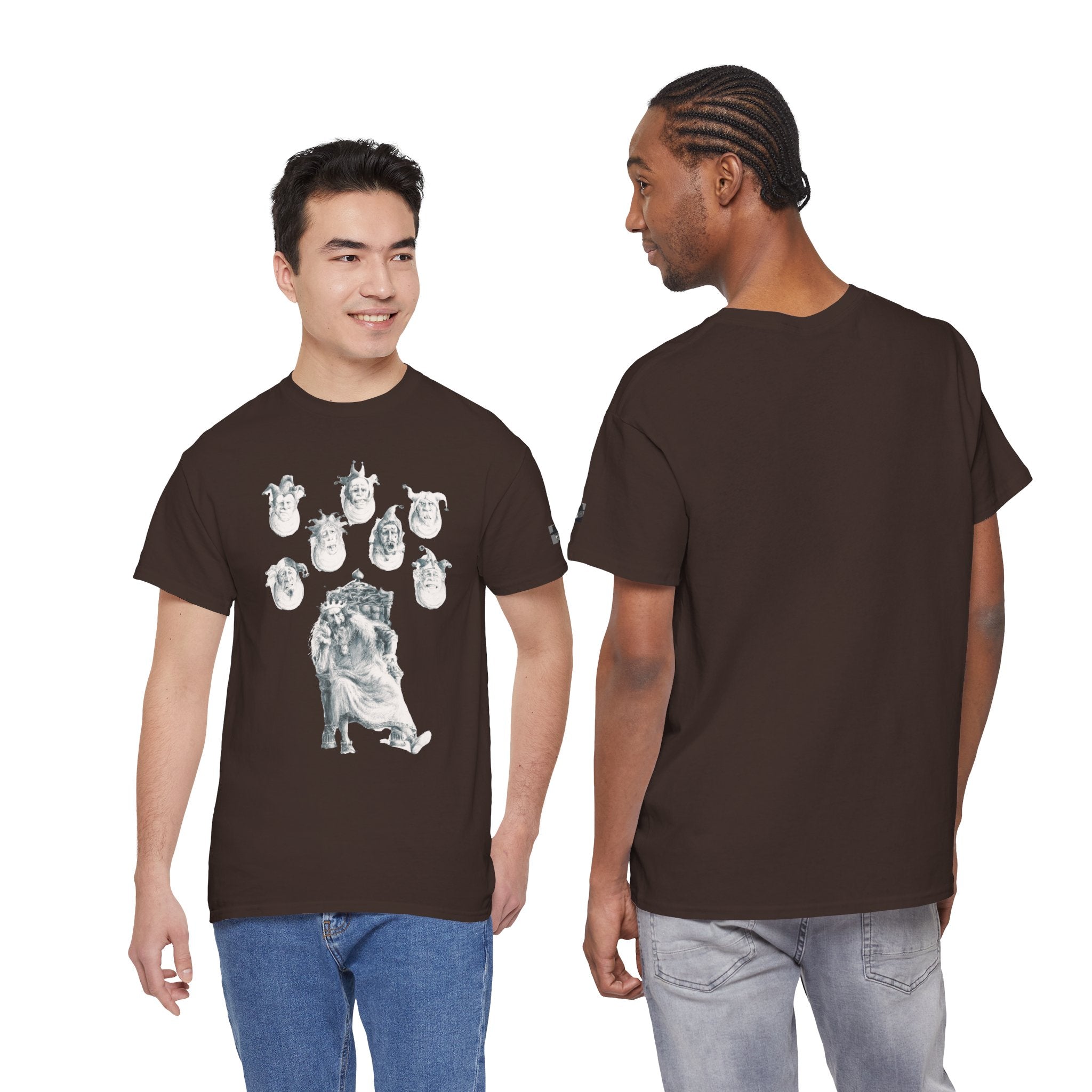 Graphic Tee — Gothic Angel and Floating Skulls Design