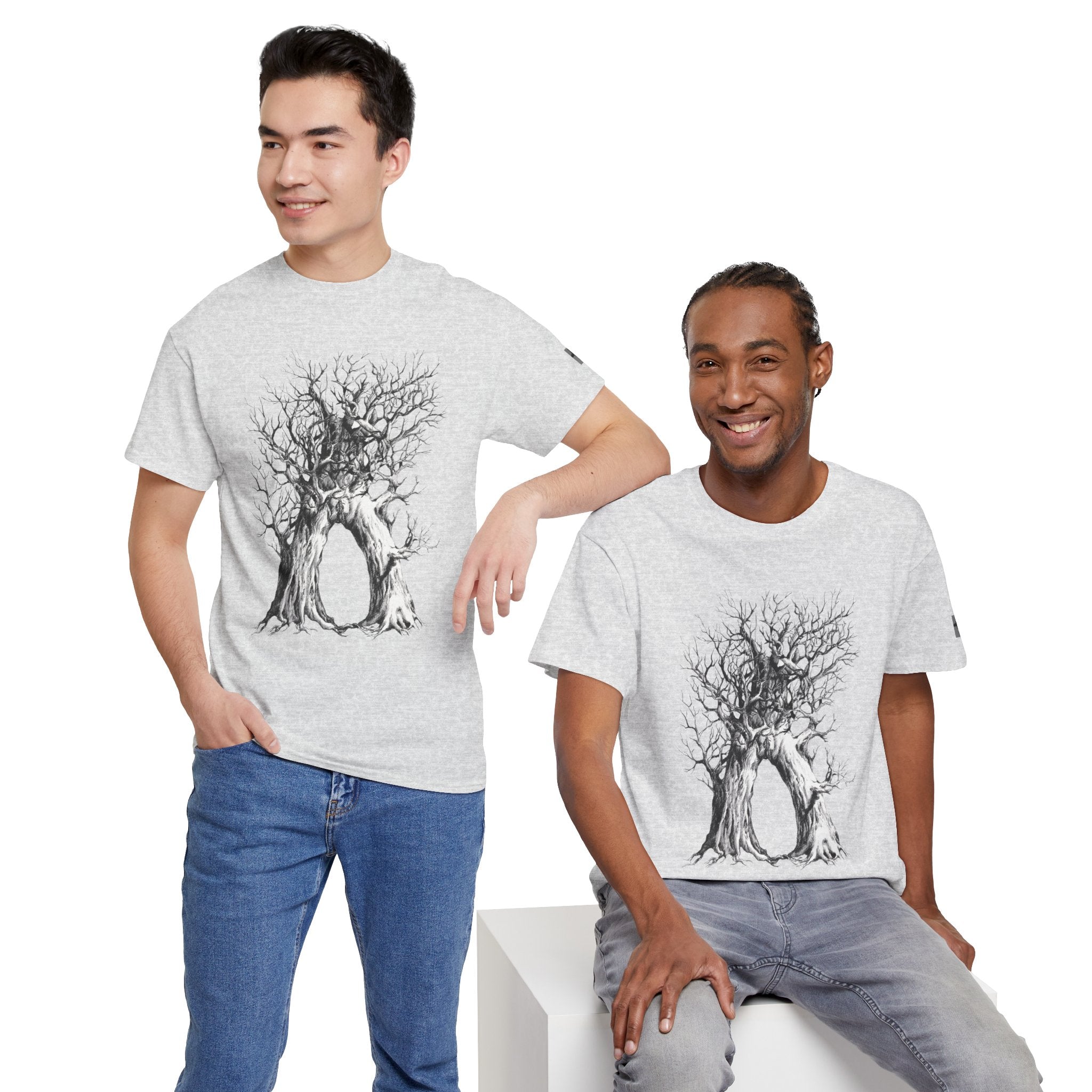 Tree of Lovers T-Shirt — Romantic Embrace Tree Illustration Tee