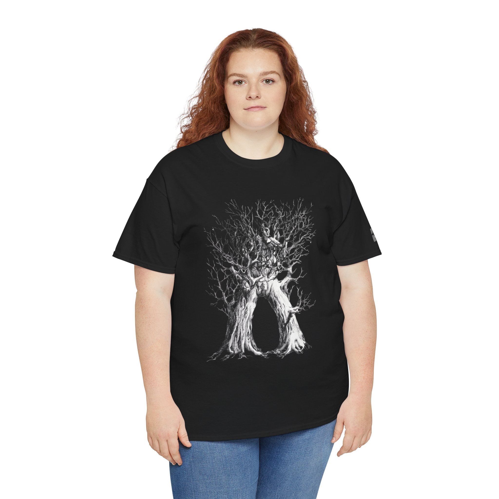 Tree of Lovers T-Shirt — Romantic Embrace Tree Illustration Tee