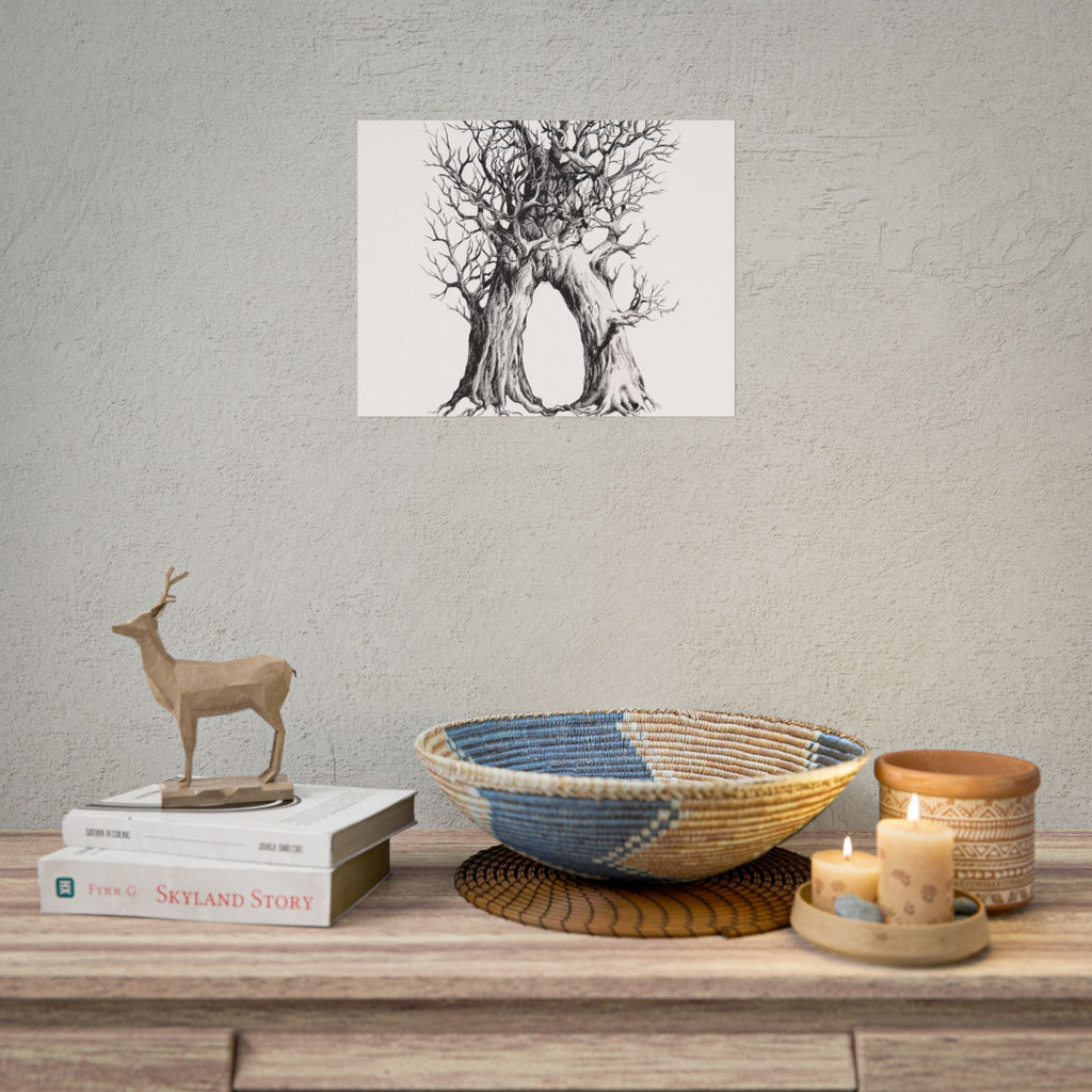 Tree Arch Illustration poster | Hand-drawn black ink botanical art