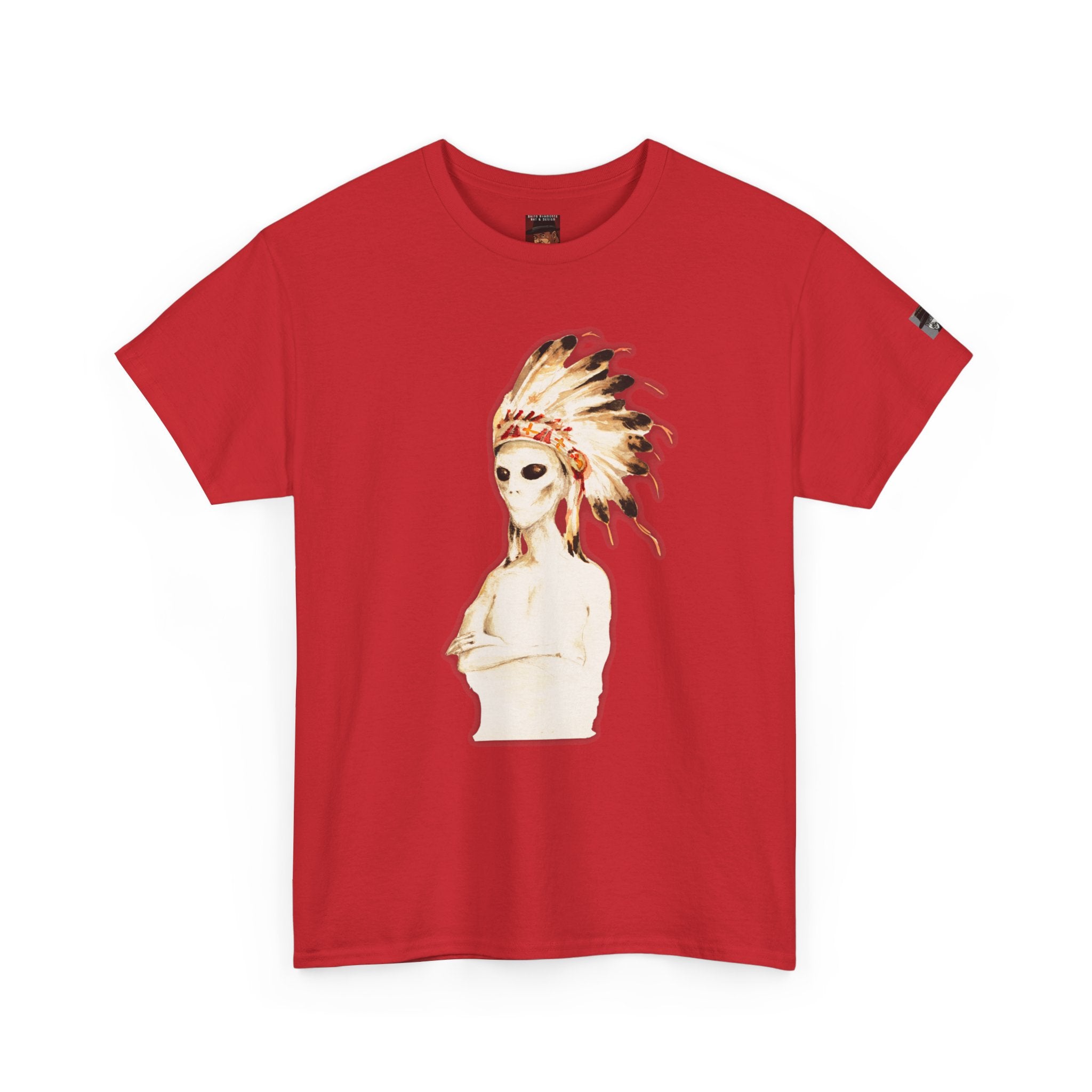 Graphic Tee — Watercolor Skeleton / Alien with Feather Headdress T-Shirt