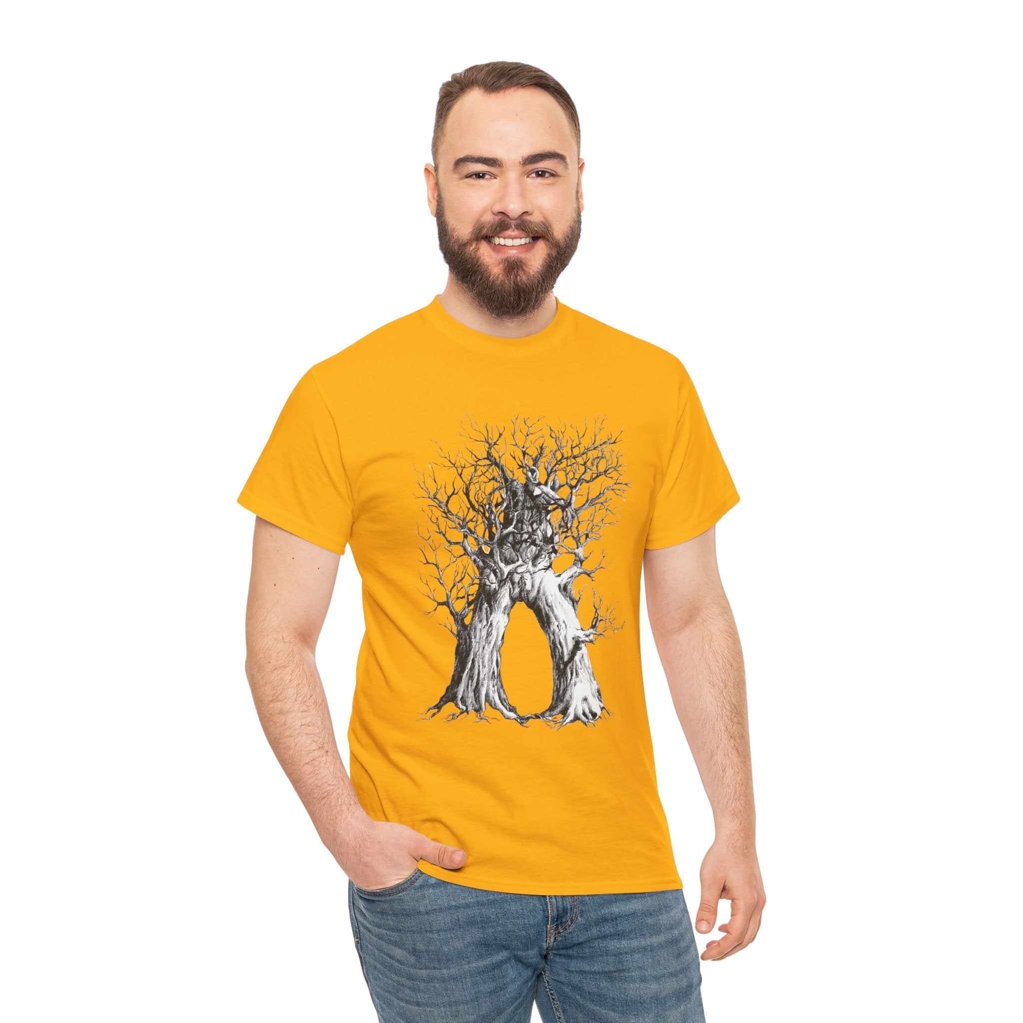 Tree of Lovers T-Shirt — Romantic Embrace Tree Illustration Tee