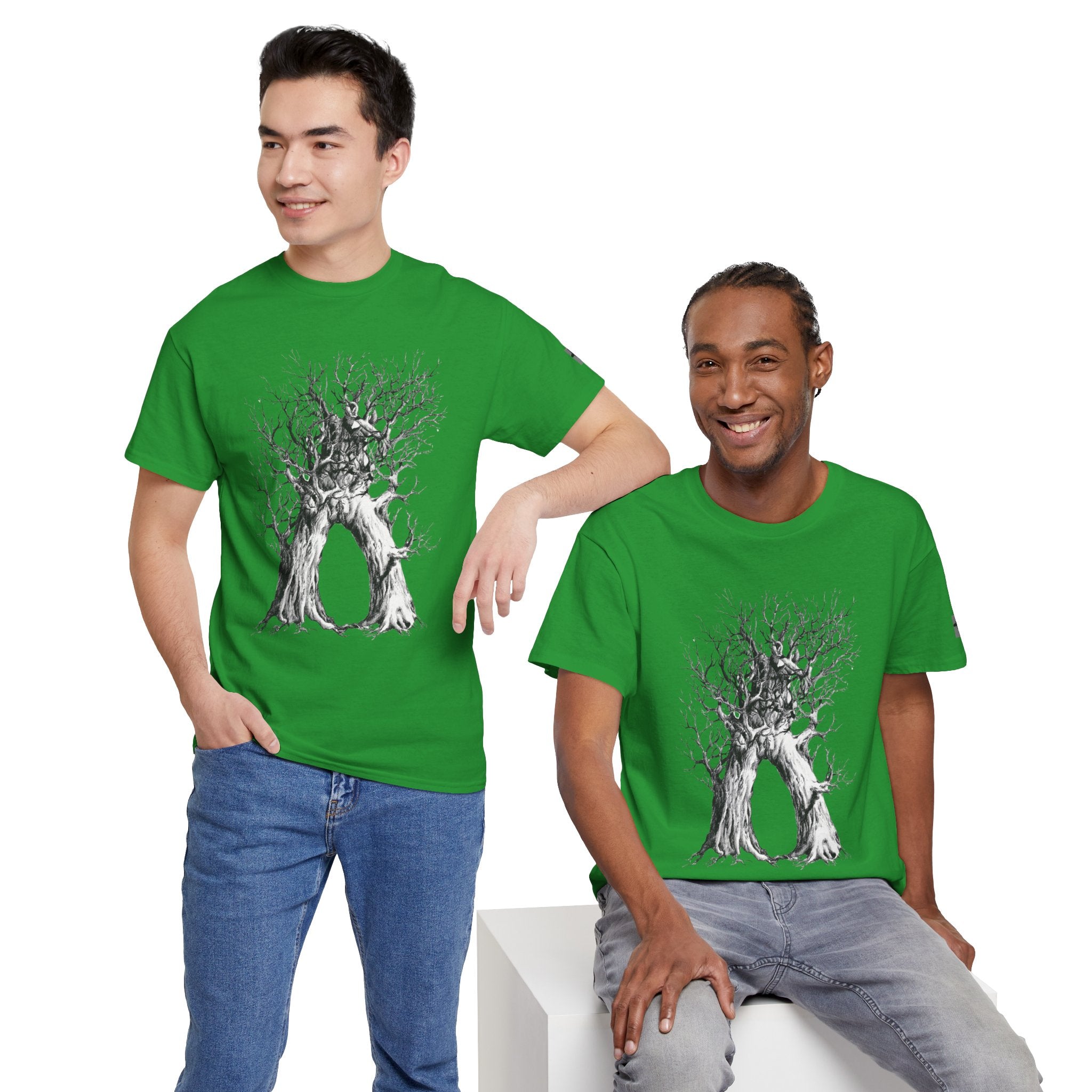 Tree of Lovers T-Shirt — Romantic Embrace Tree Illustration Tee