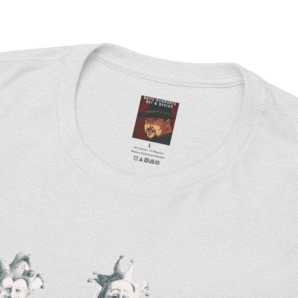 Graphic Tee — Gothic Angel and Floating Skulls Design