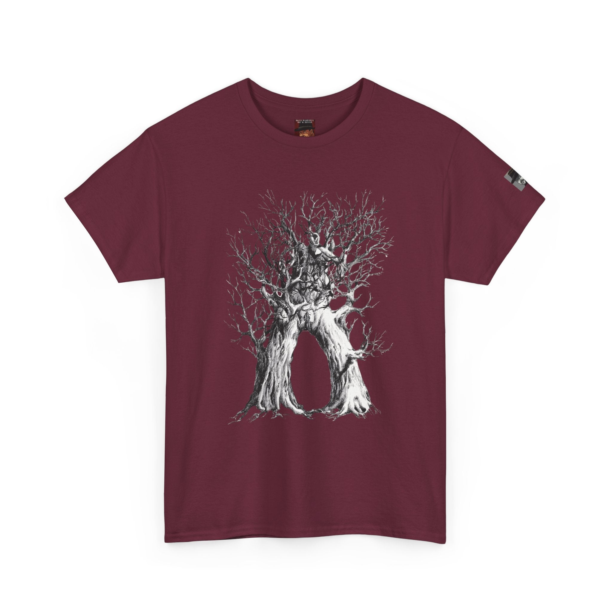 Tree of Lovers T-Shirt — Romantic Embrace Tree Illustration Tee