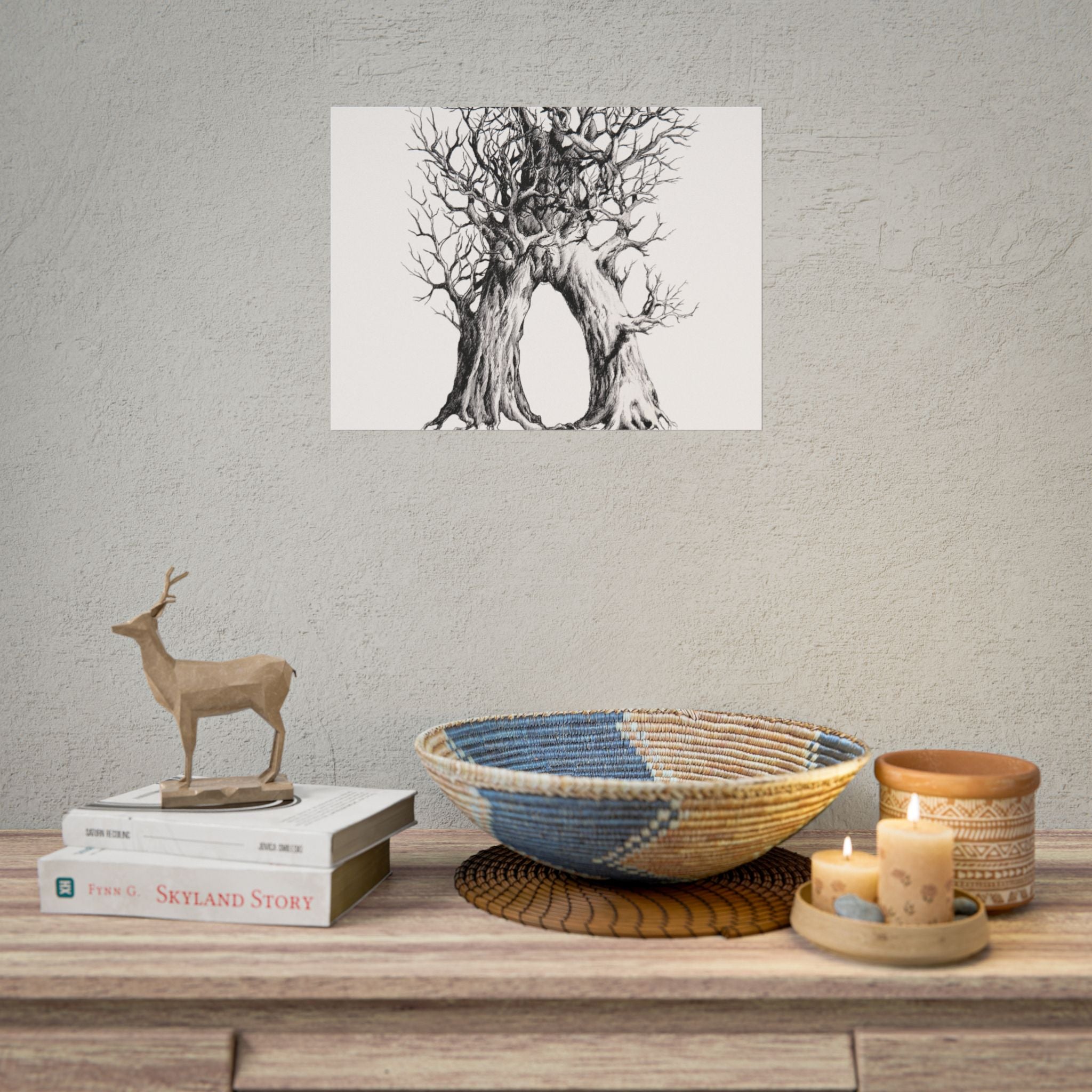 Tree Arch Illustration poster | Hand-drawn black ink botanical art