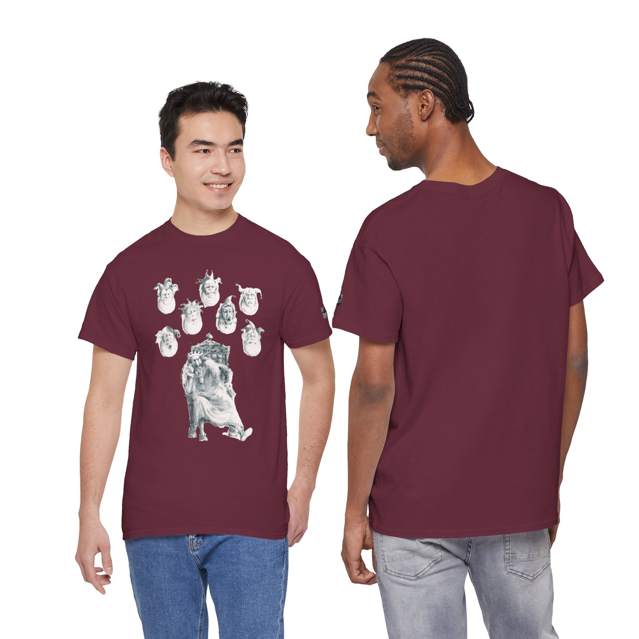 Graphic Tee — Gothic Angel and Floating Skulls Design