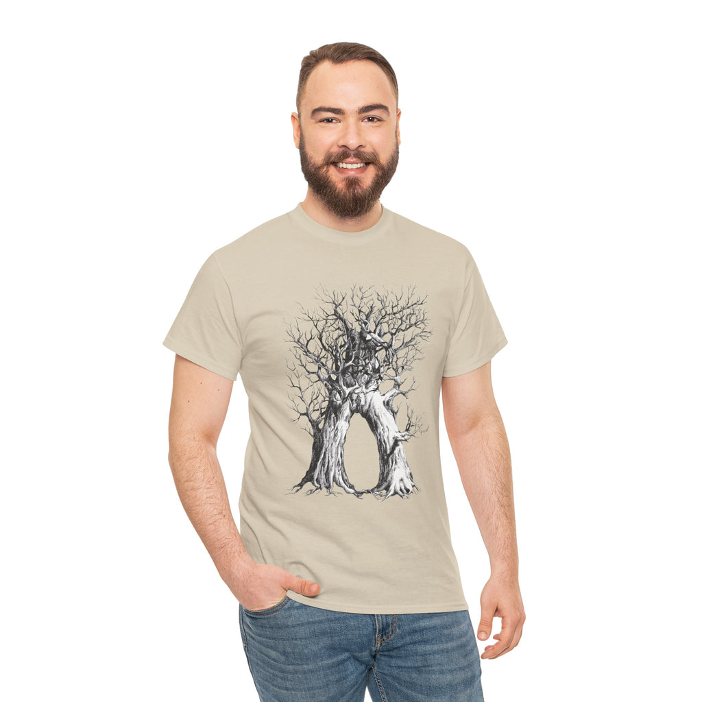 Tree of Lovers T-Shirt — Romantic Embrace Tree Illustration Tee