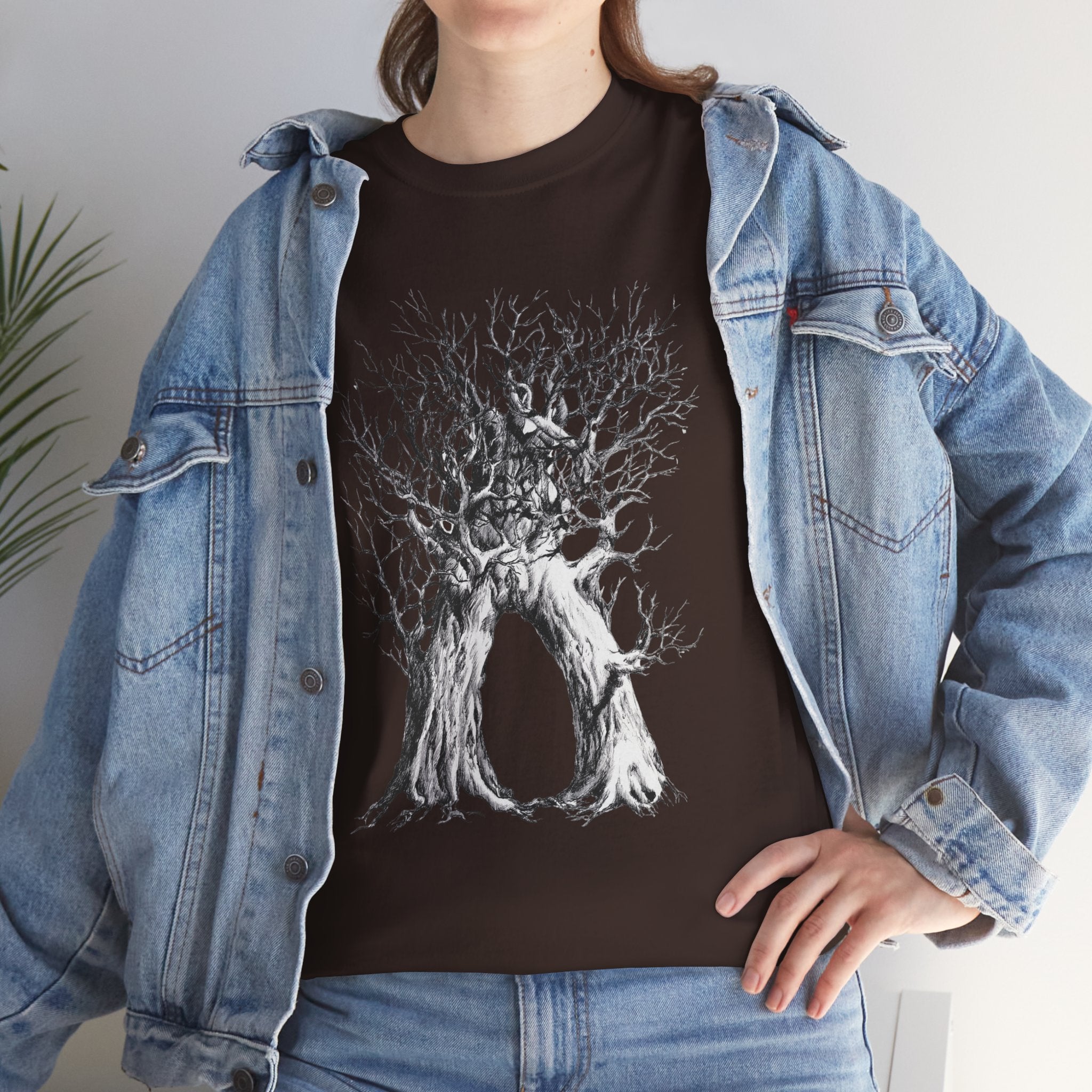 Tree of Lovers T-Shirt — Romantic Embrace Tree Illustration Tee
