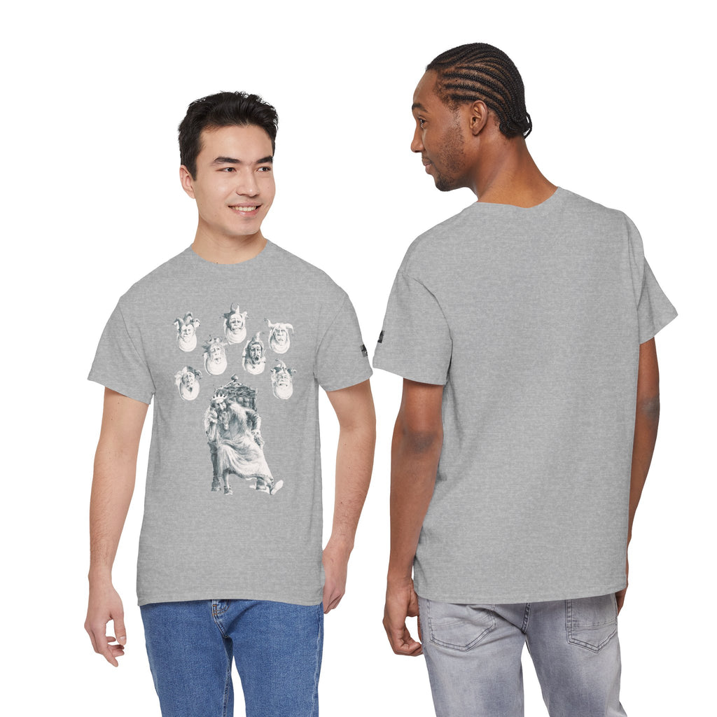 Graphic Tee — Gothic Angel and Floating Skulls Design