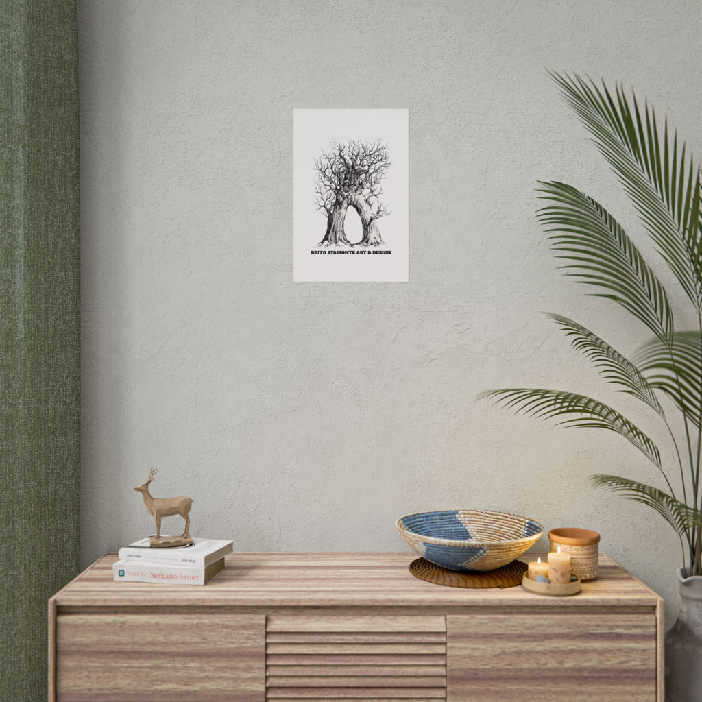 Tree Arch Illustration poster | Hand-drawn black ink botanical art