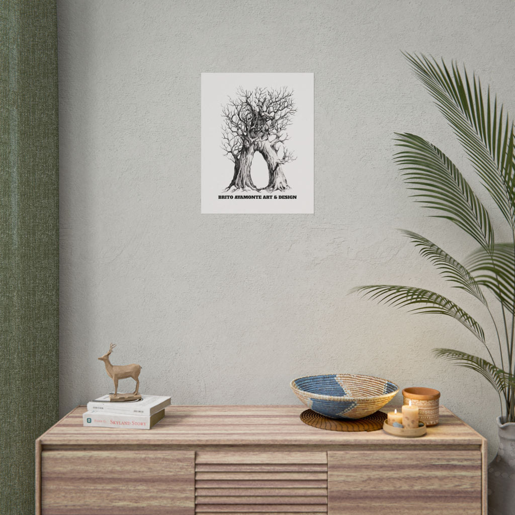 Tree Arch Illustration poster | Hand-drawn black ink botanical art