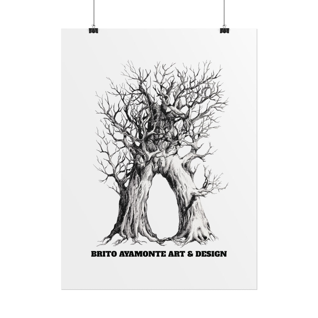 Tree Arch Illustration poster | Hand-drawn black ink botanical art
