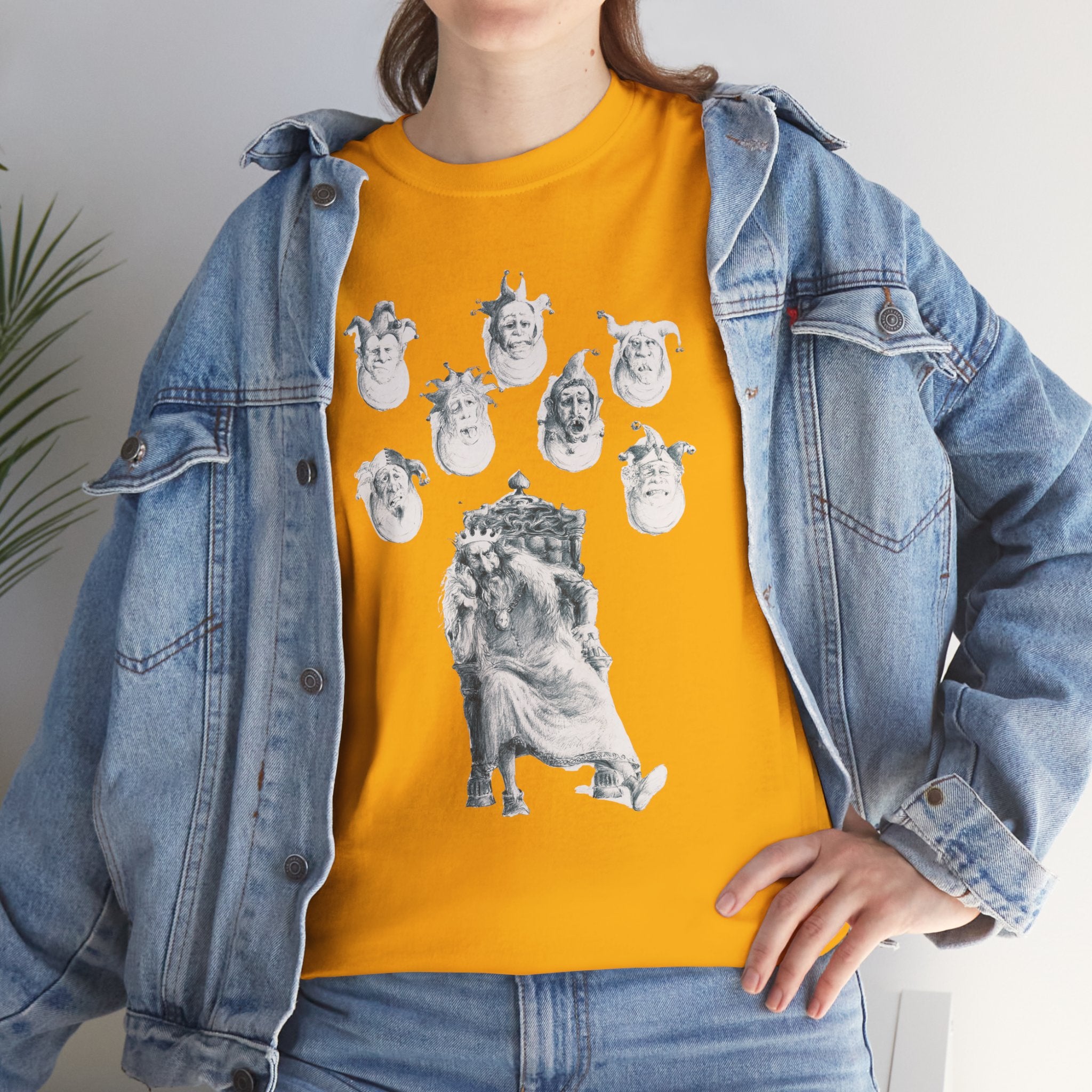 Graphic Tee — Gothic Angel and Floating Skulls Design