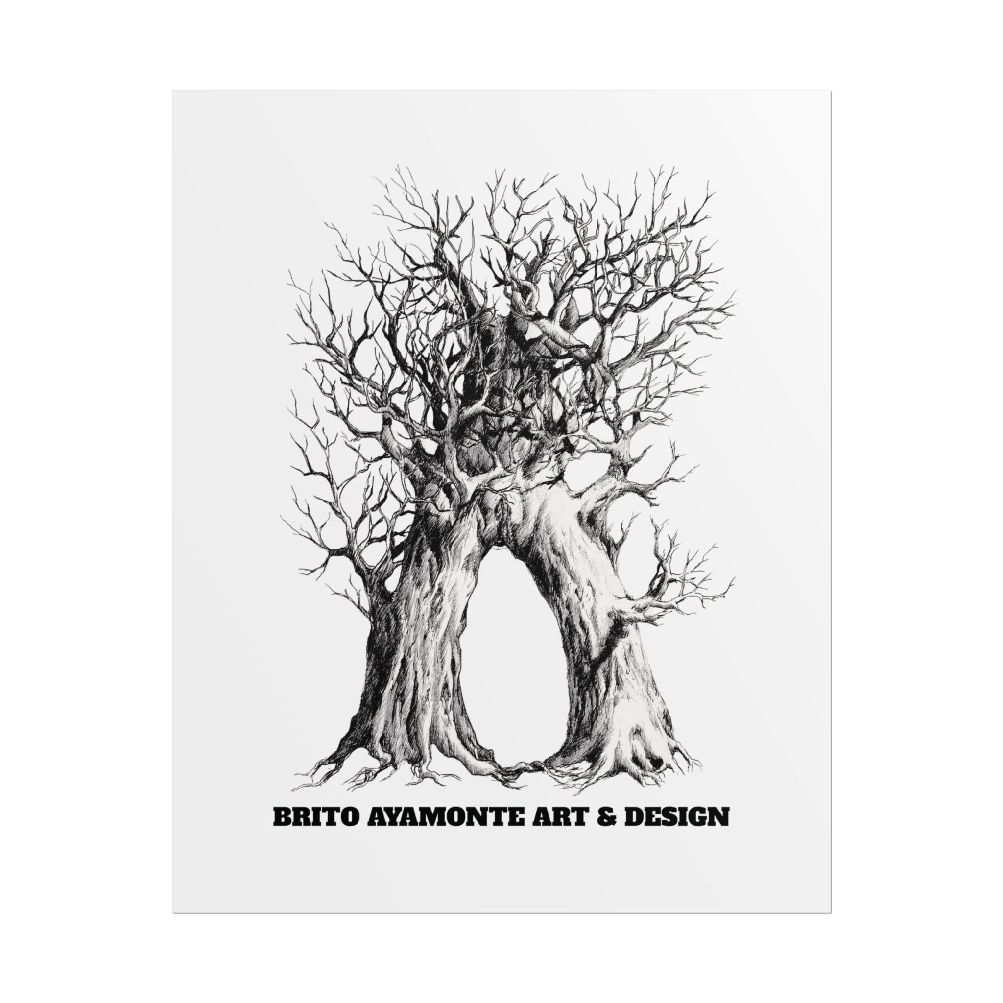 Tree Arch Illustration poster | Hand-drawn black ink botanical art