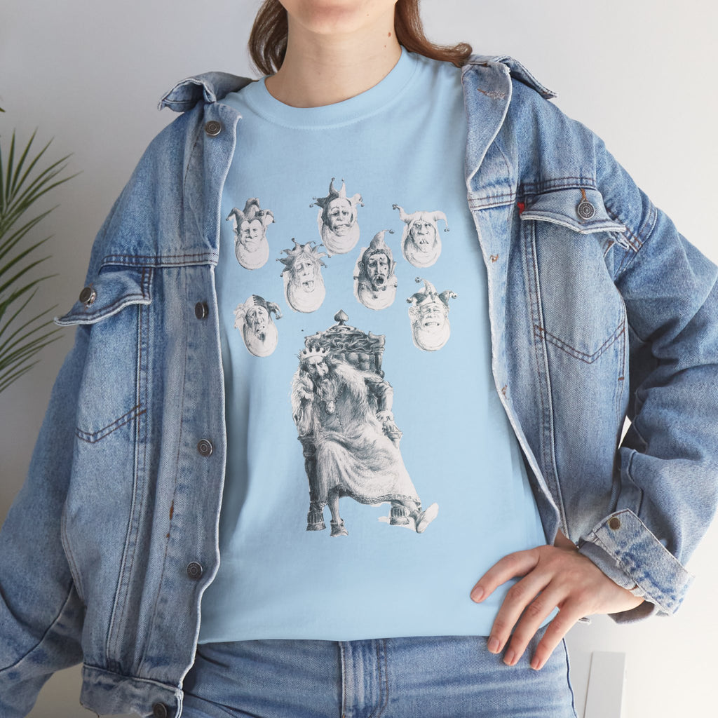 Graphic Tee — Gothic Angel and Floating Skulls Design