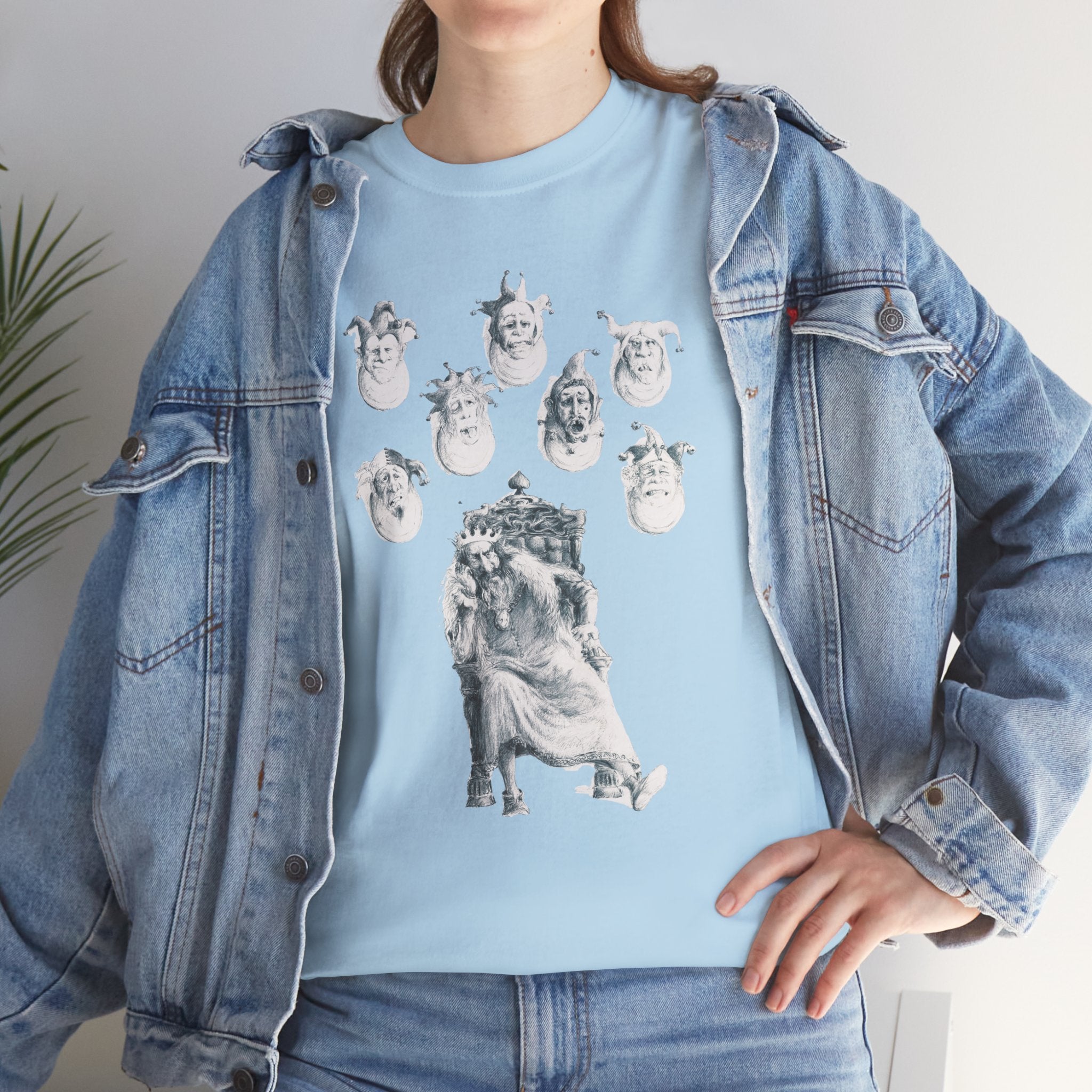 Graphic Tee — Gothic Angel and Floating Skulls Design