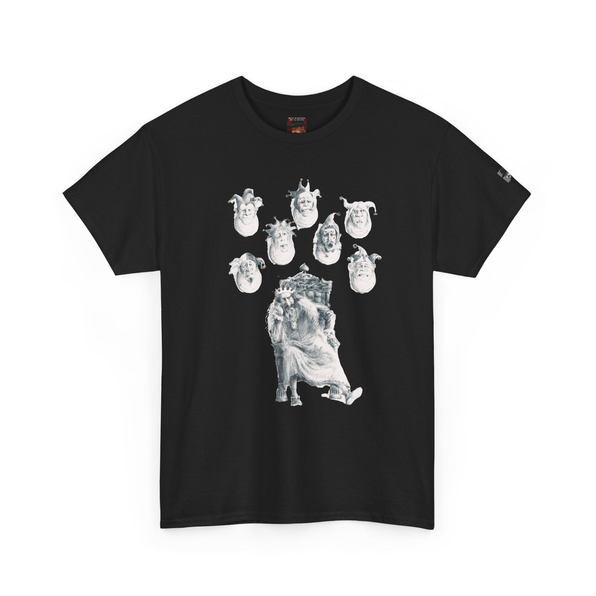 Graphic Tee — Gothic Angel and Floating Skulls Design