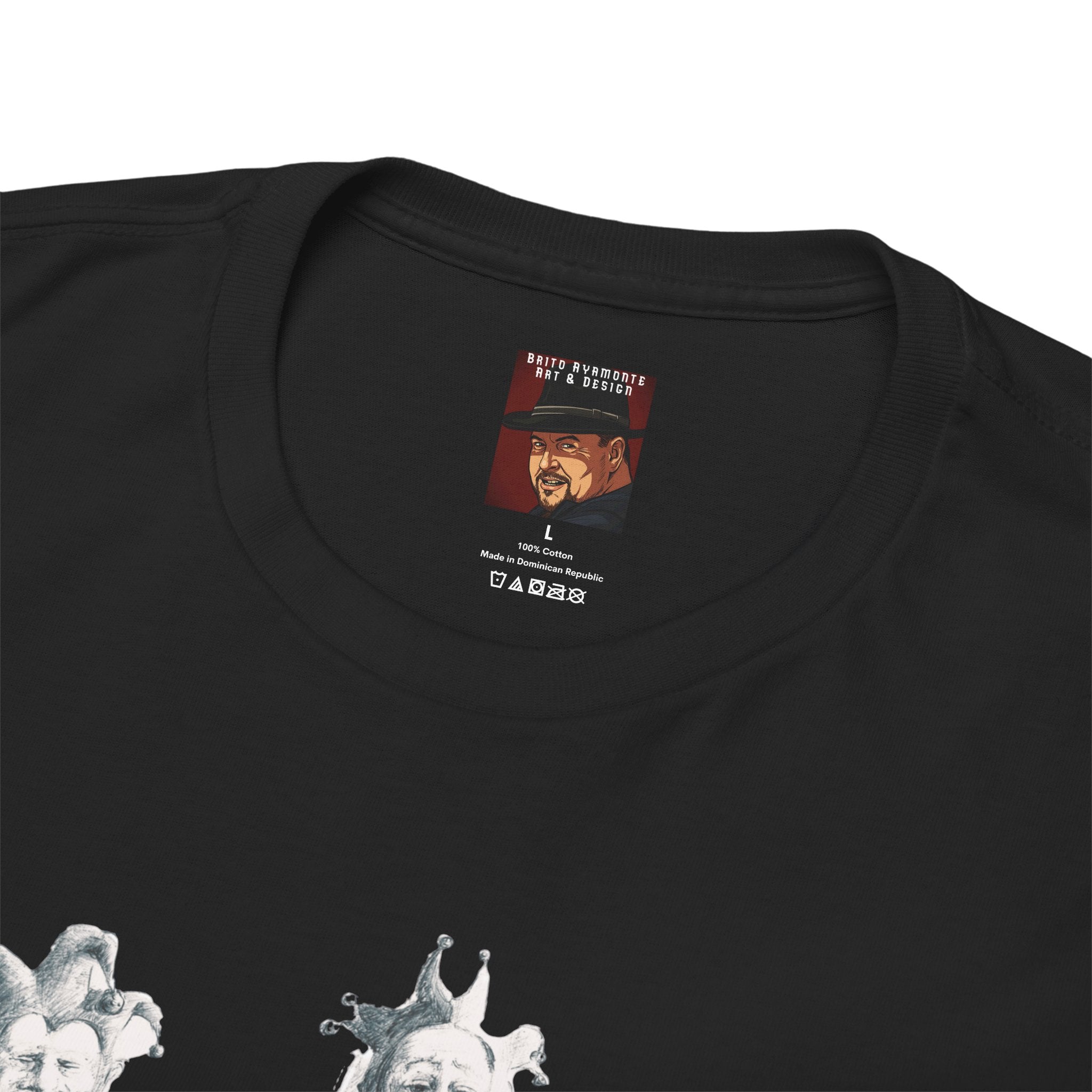 Graphic Tee — Gothic Angel and Floating Skulls Design