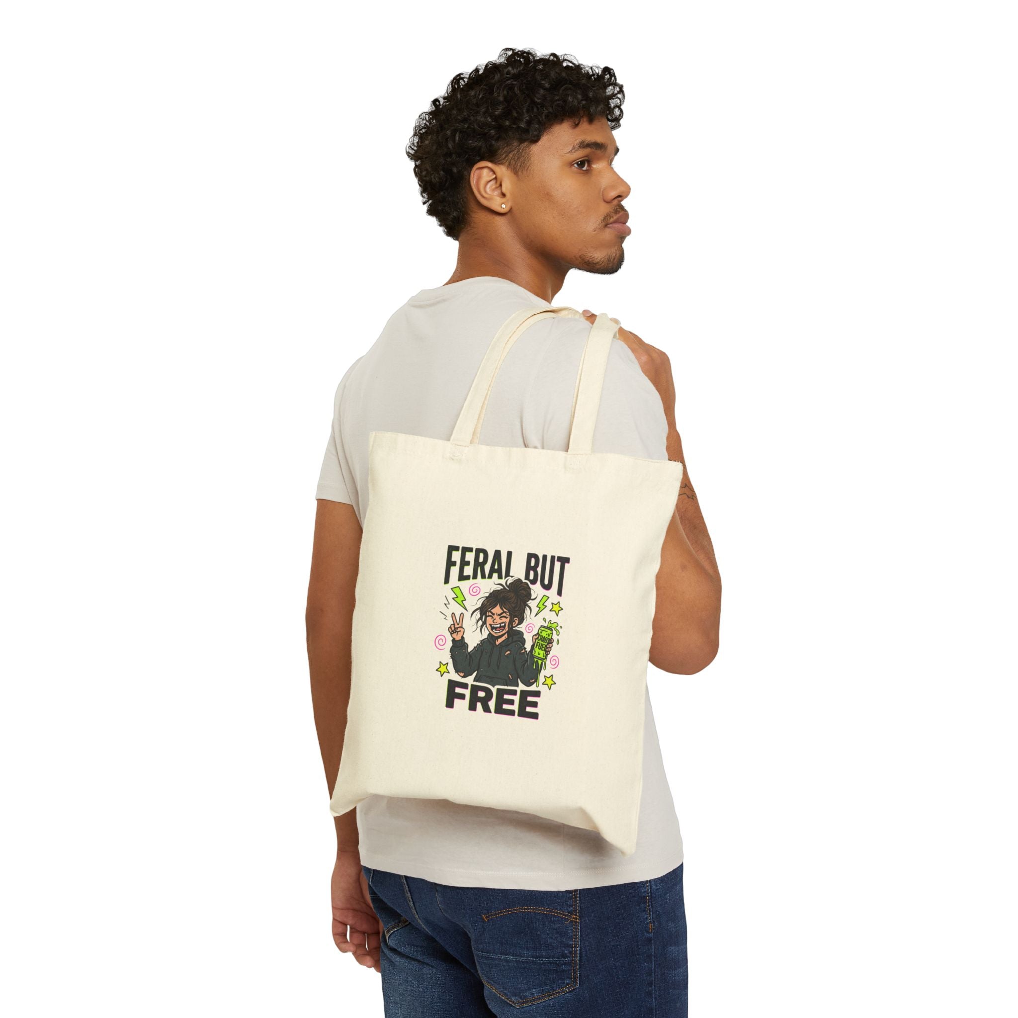 Feral But Free tote | chaotic-quirky humor, millennial burnout