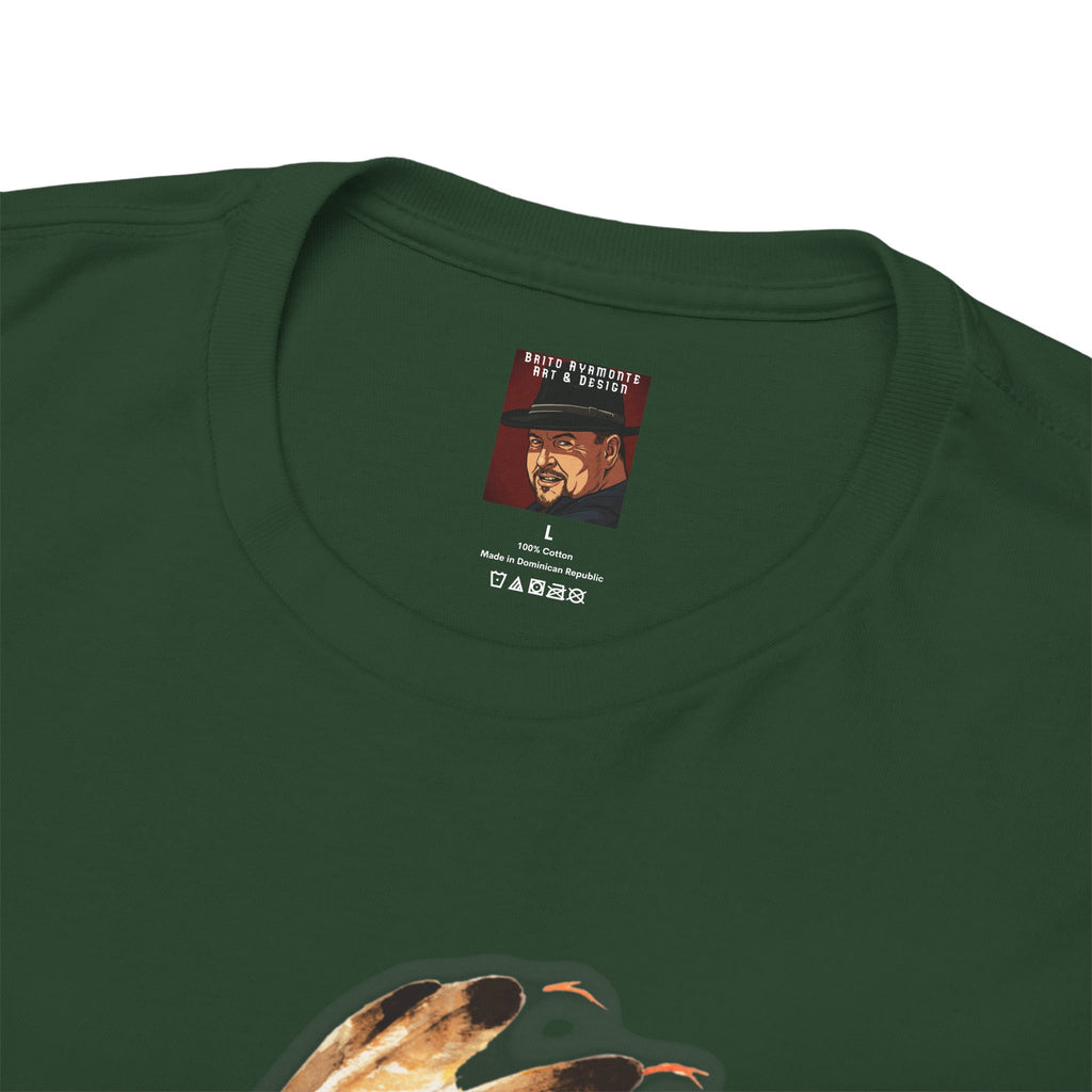 Graphic Tee — Watercolor Skeleton / Alien with Feather Headdress T-Shirt