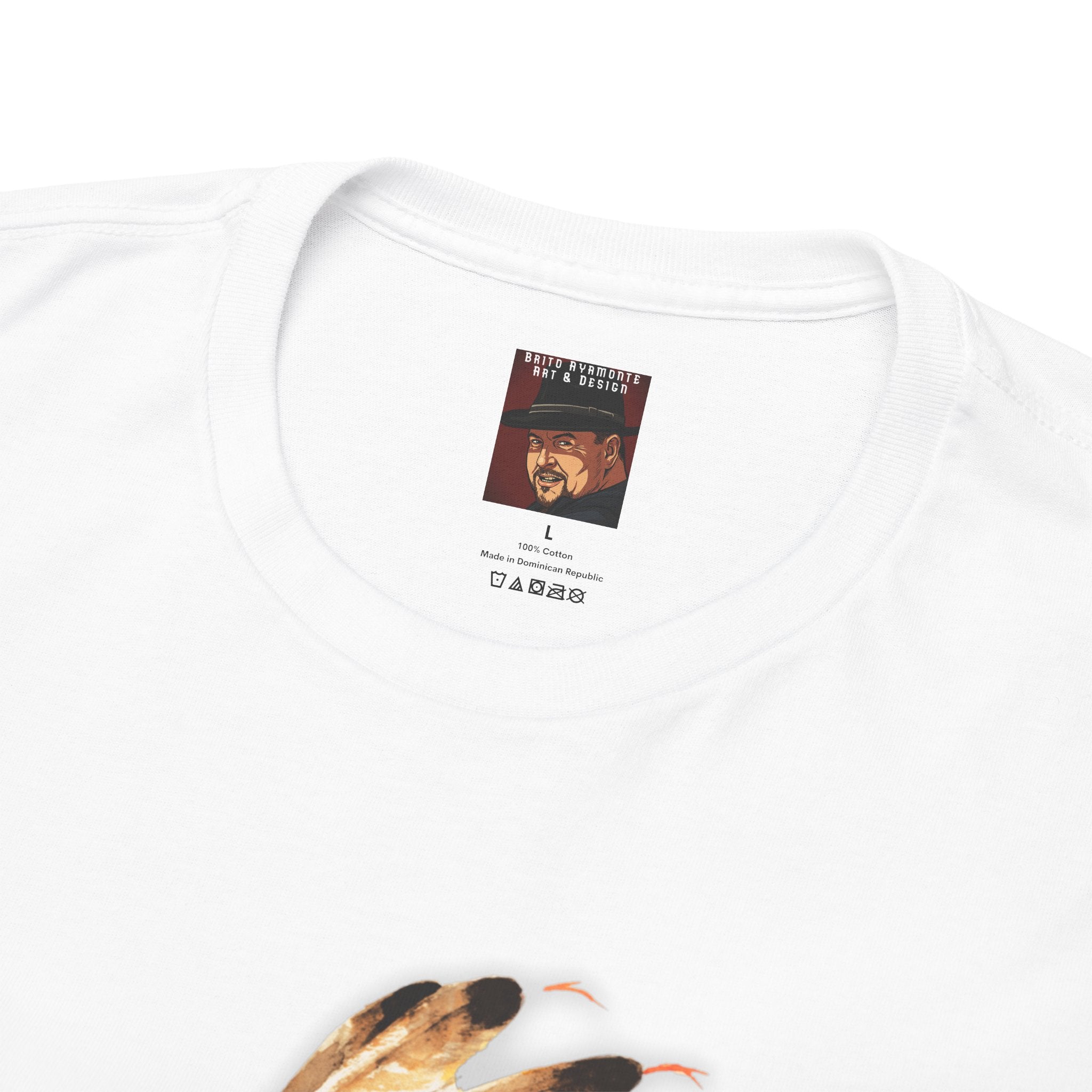 Graphic Tee — Watercolor Skeleton / Alien with Feather Headdress T-Shirt