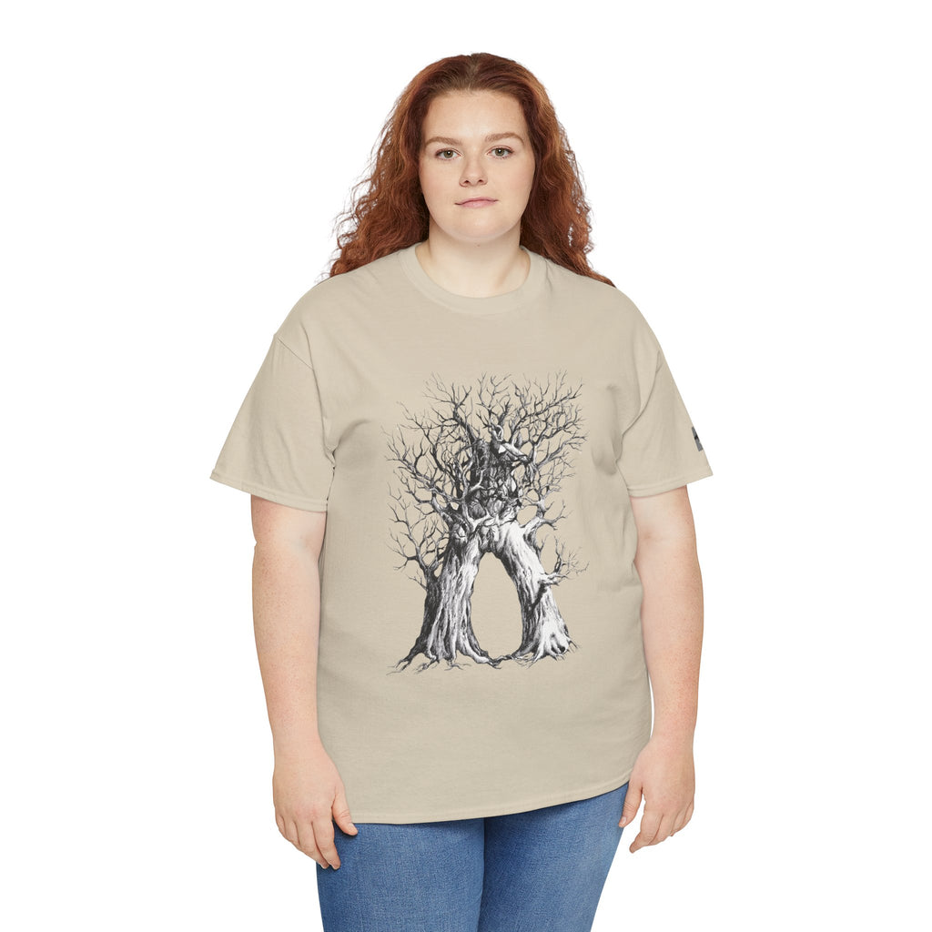 Tree of Lovers T-Shirt — Romantic Embrace Tree Illustration Tee