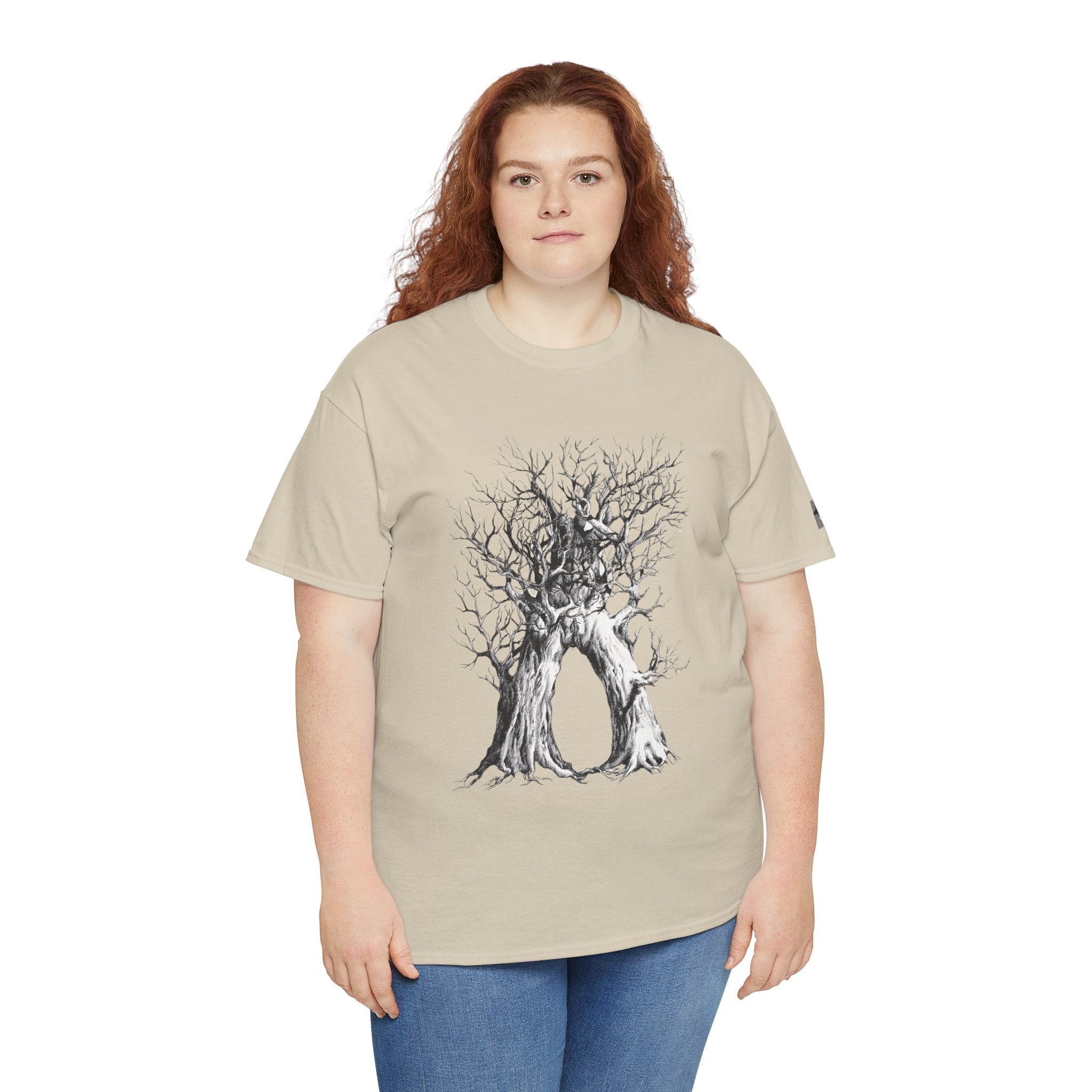 Tree of Lovers T-Shirt — Romantic Embrace Tree Illustration Tee