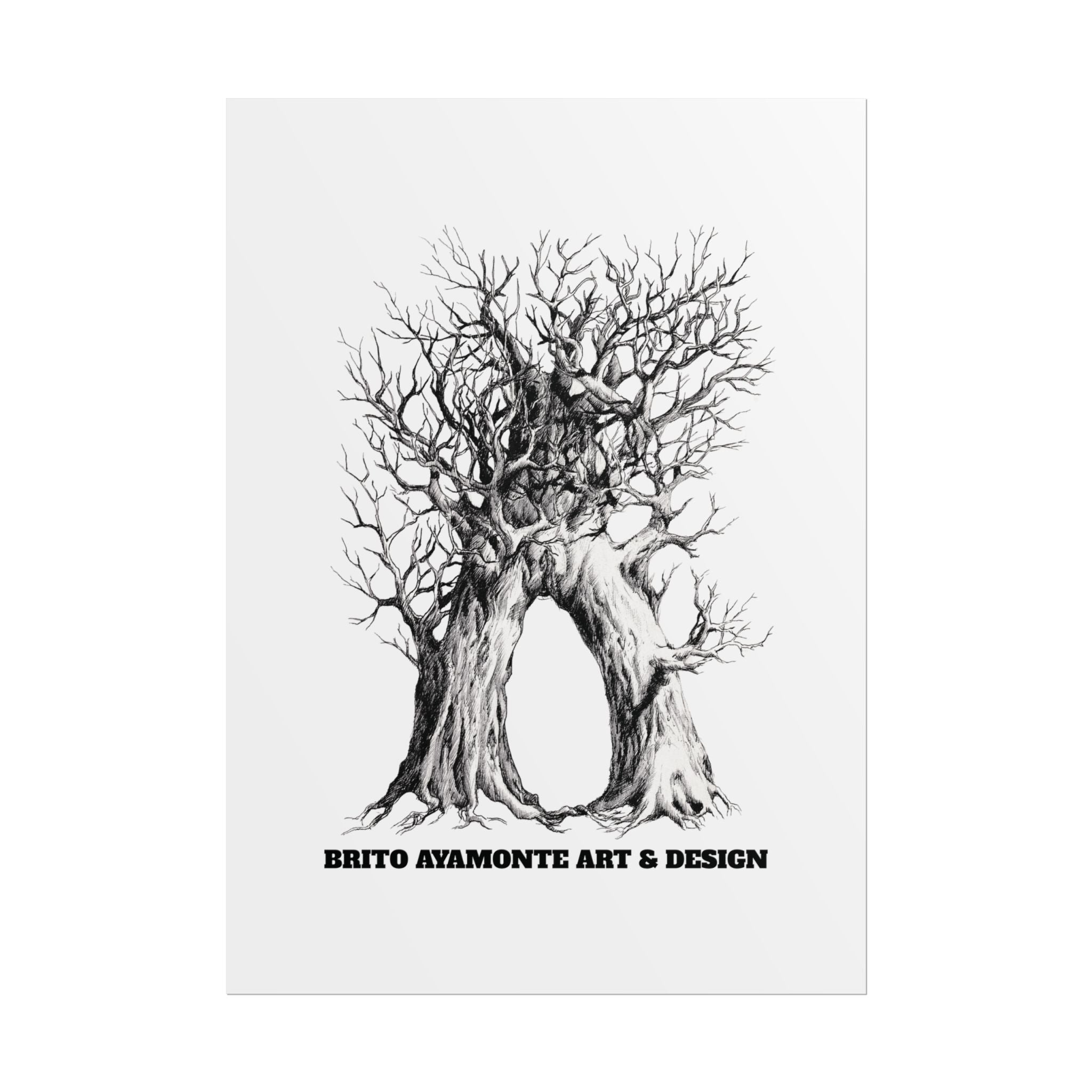 Tree Arch Illustration poster | Hand-drawn black ink botanical art