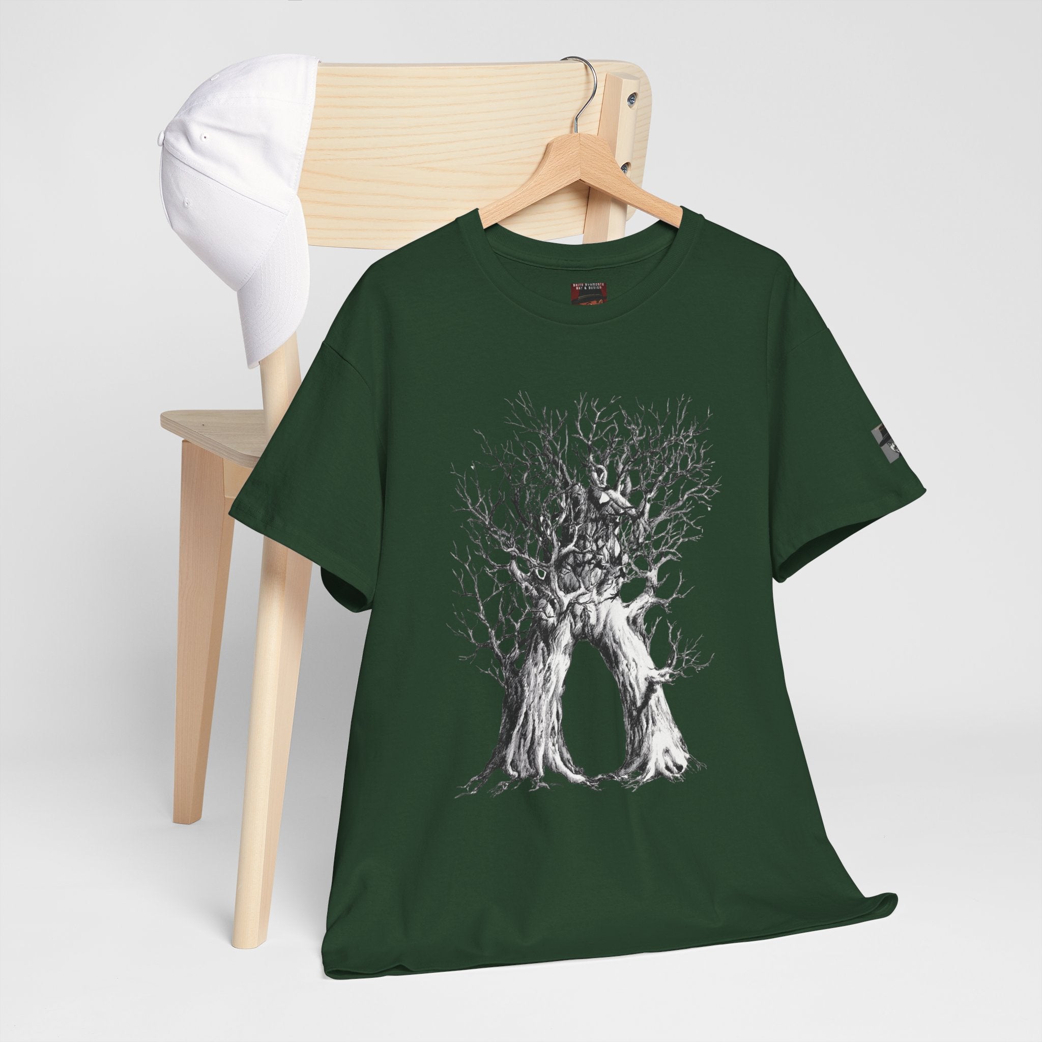Tree of Lovers T-Shirt — Romantic Embrace Tree Illustration Tee