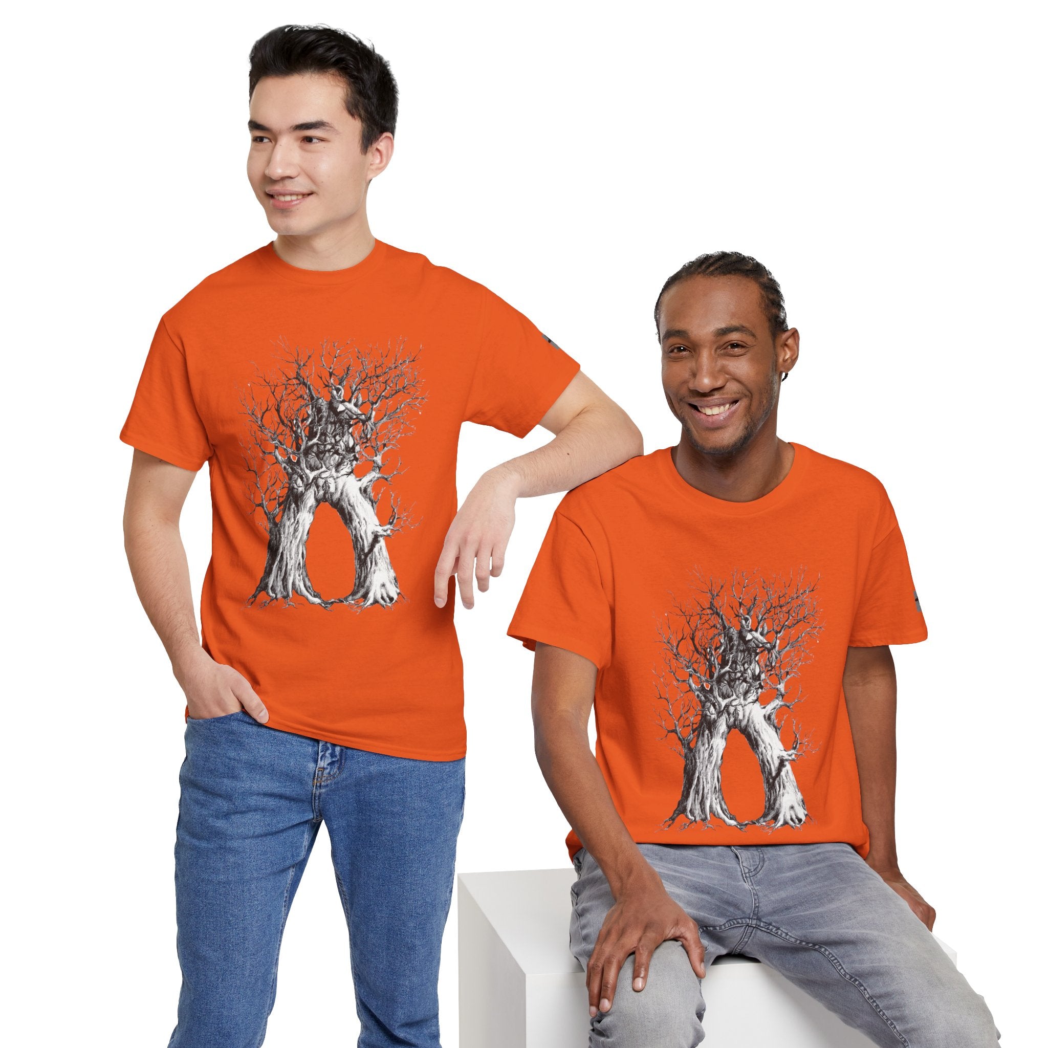 Tree of Lovers T-Shirt — Romantic Embrace Tree Illustration Tee
