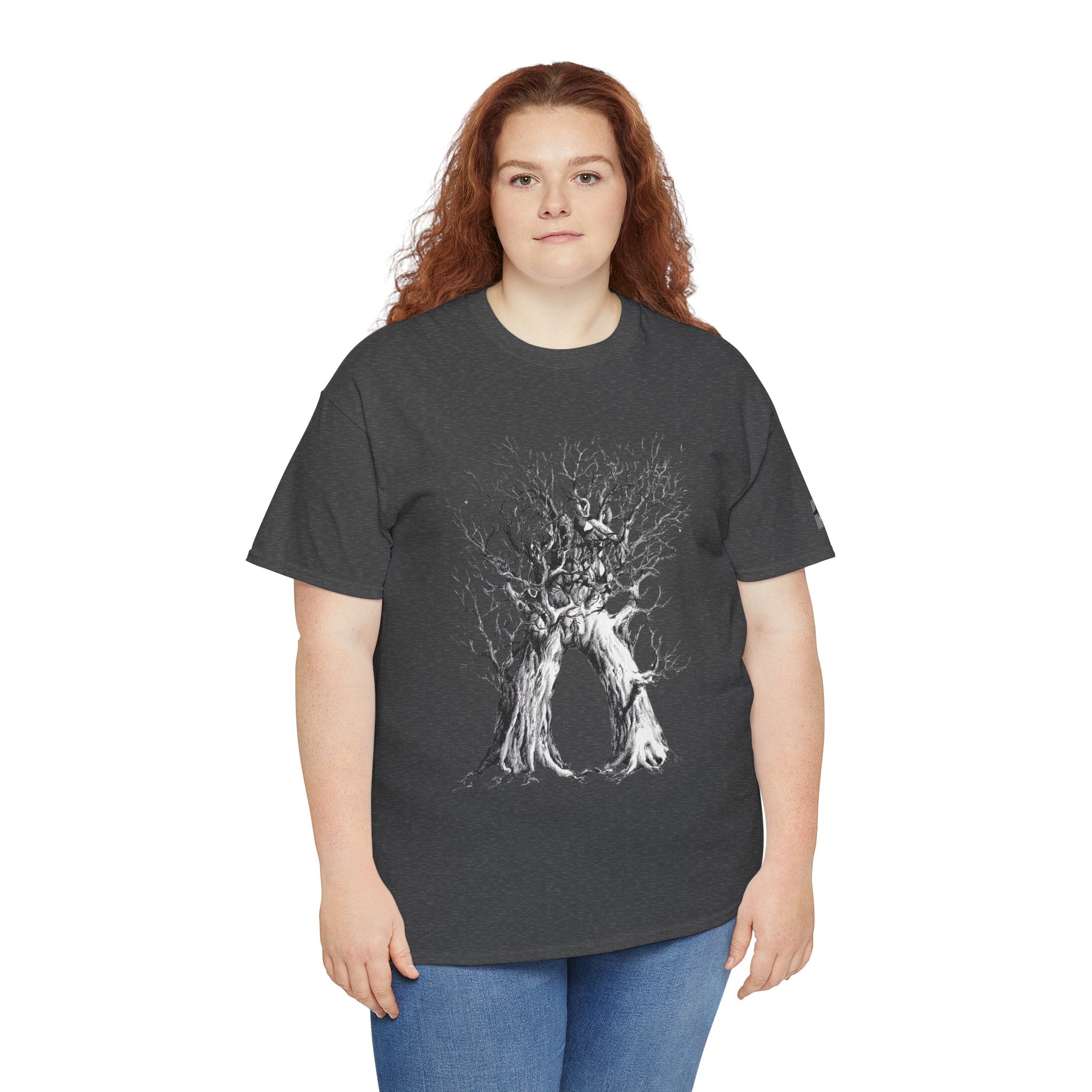 Tree of Lovers T-Shirt — Romantic Embrace Tree Illustration Tee