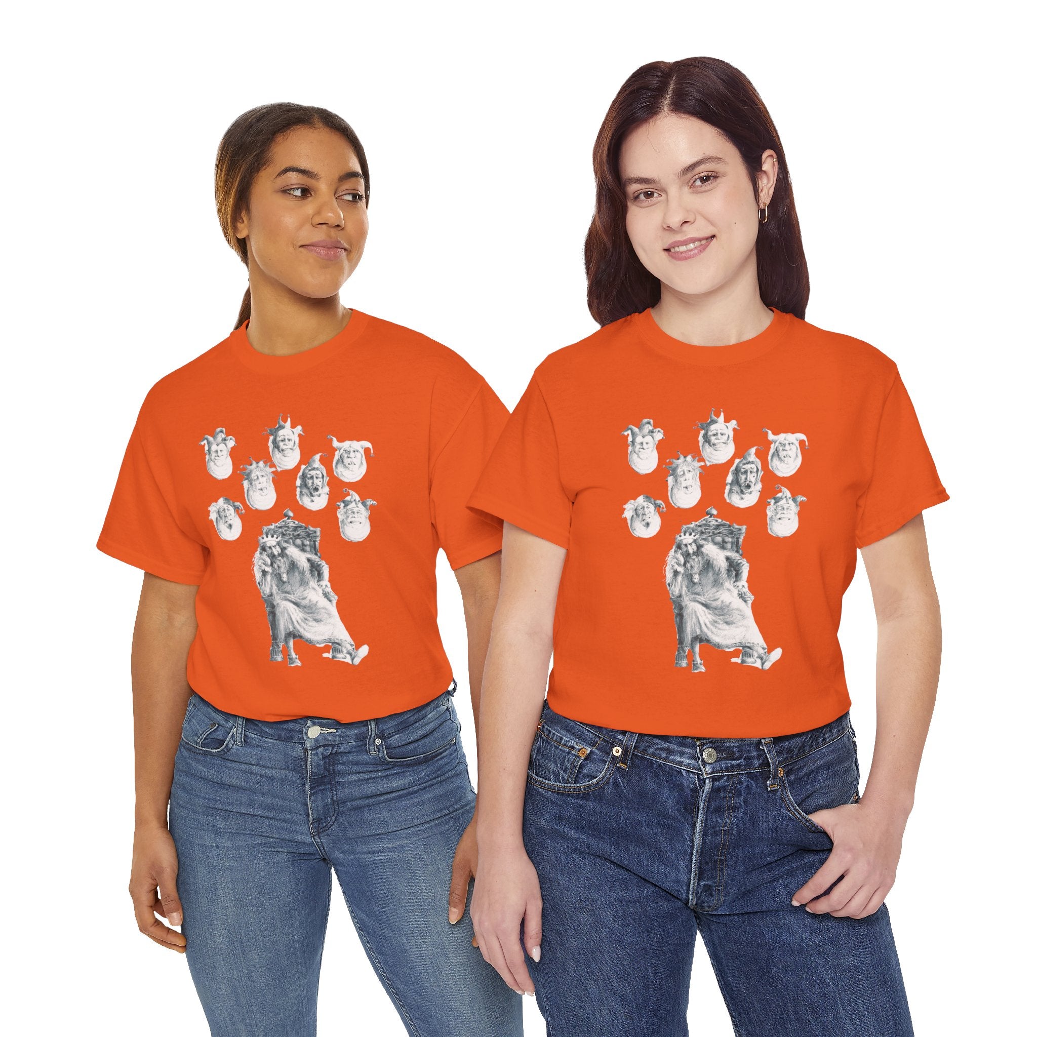 Graphic Tee — Gothic Angel and Floating Skulls Design