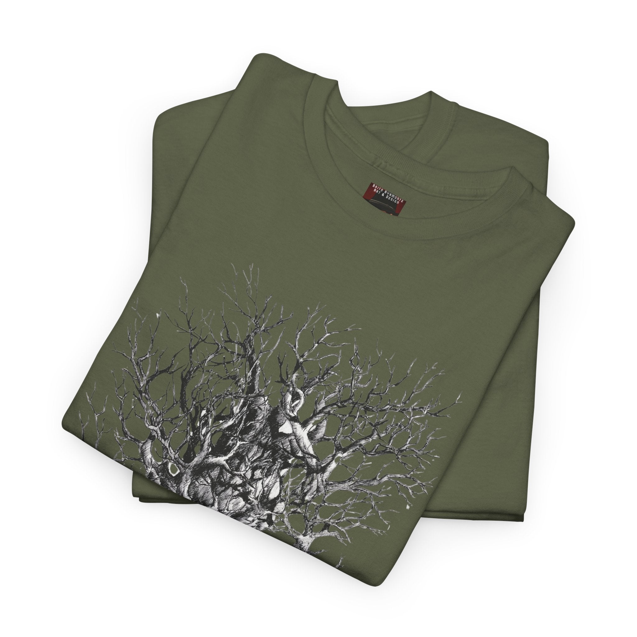 Tree of Lovers T-Shirt — Romantic Embrace Tree Illustration Tee