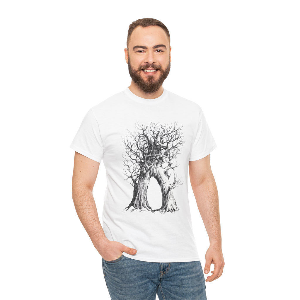 Tree of Lovers T-Shirt — Romantic Embrace Tree Illustration Tee