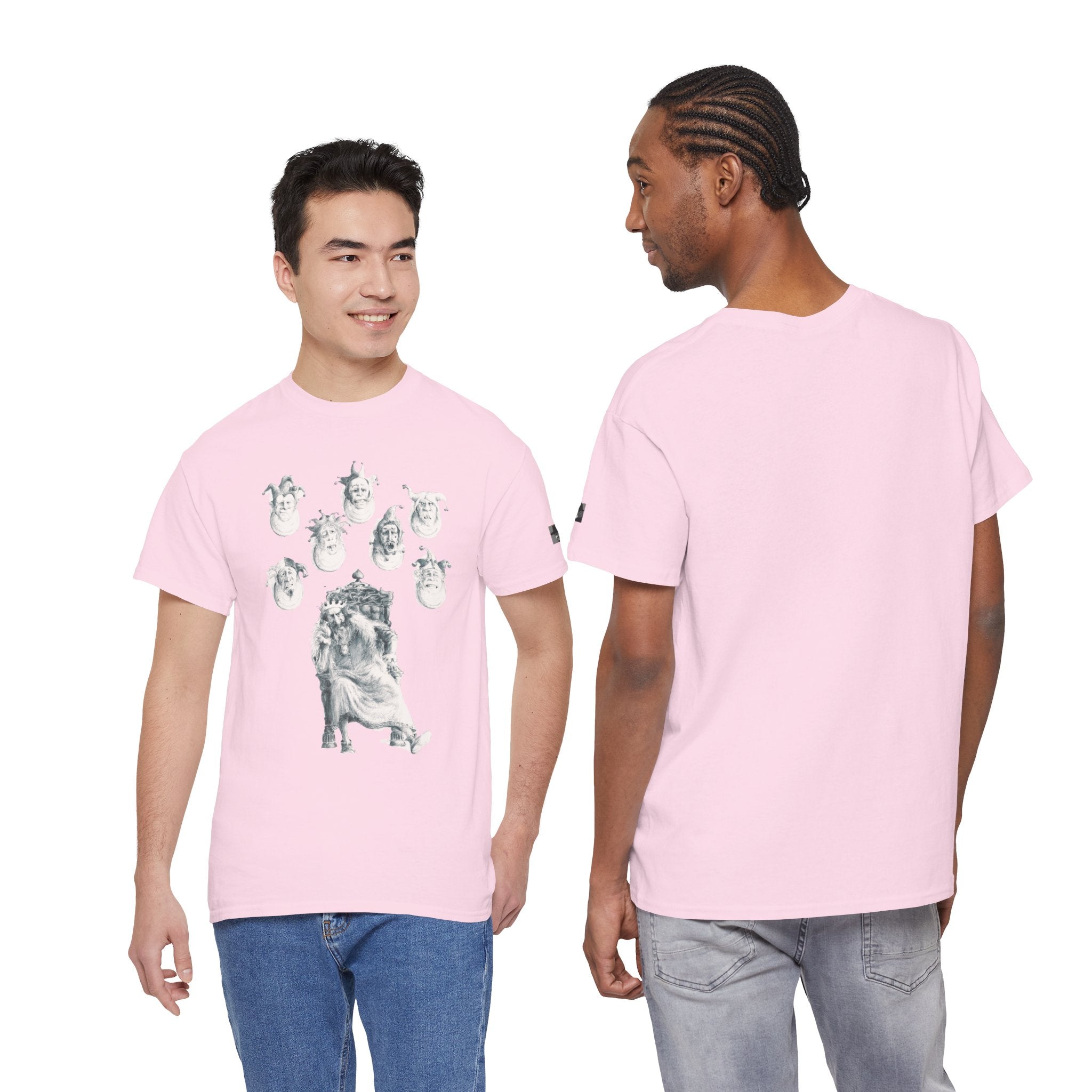 Graphic Tee — Gothic Angel and Floating Skulls Design