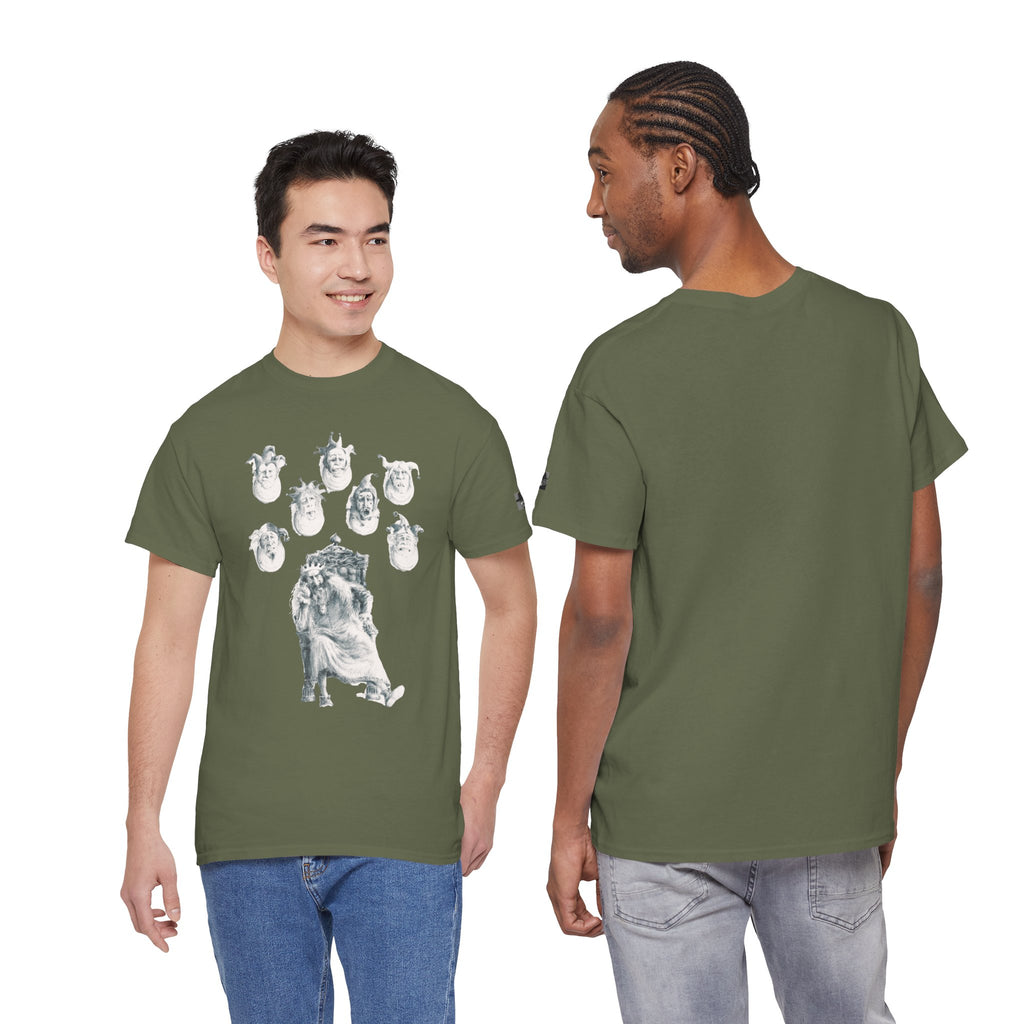 Graphic Tee — Gothic Angel and Floating Skulls Design