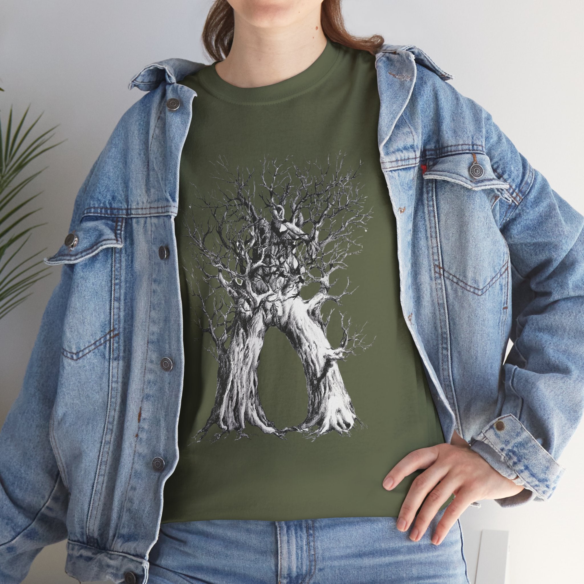 Tree of Lovers T-Shirt — Romantic Embrace Tree Illustration Tee
