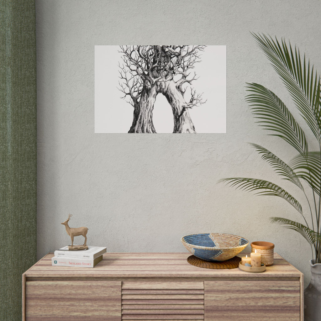 Tree Arch Illustration poster | Hand-drawn black ink botanical art