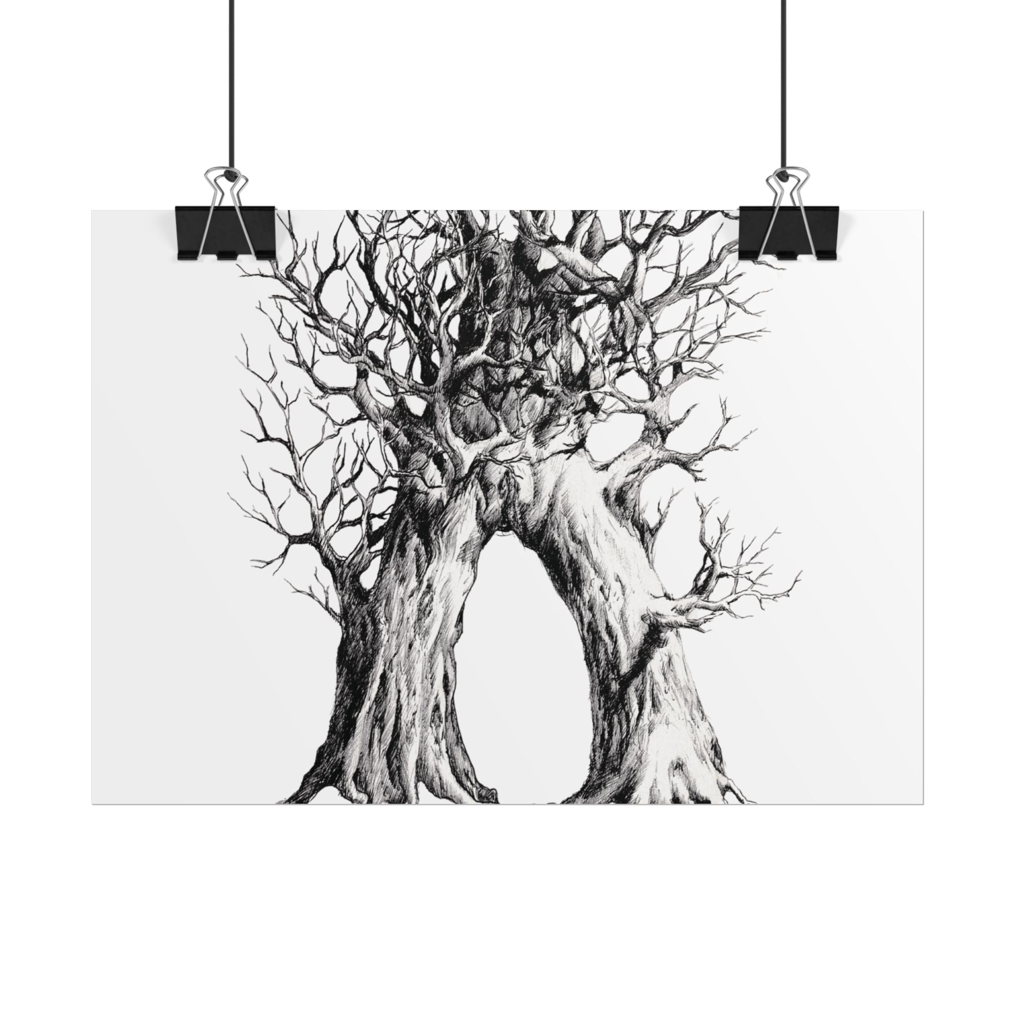 Tree Arch Illustration poster | Hand-drawn black ink botanical art