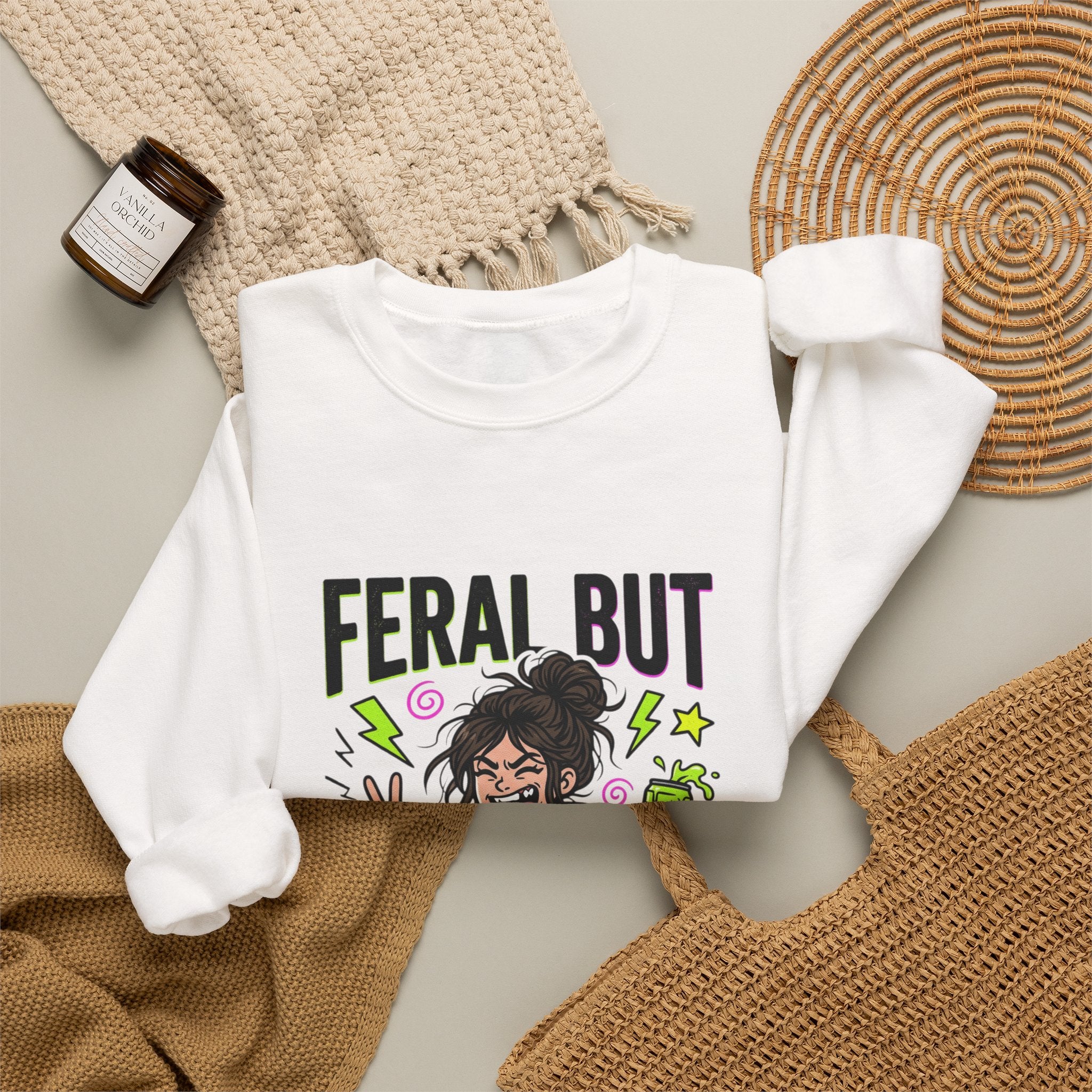 Feral But Free Sweatshirt | chaotic quirky humor, millennial burnout