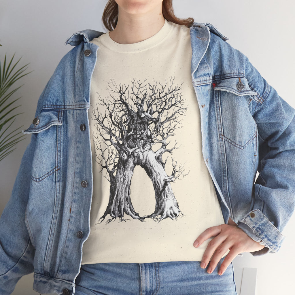Tree of Lovers T-Shirt — Romantic Embrace Tree Illustration Tee