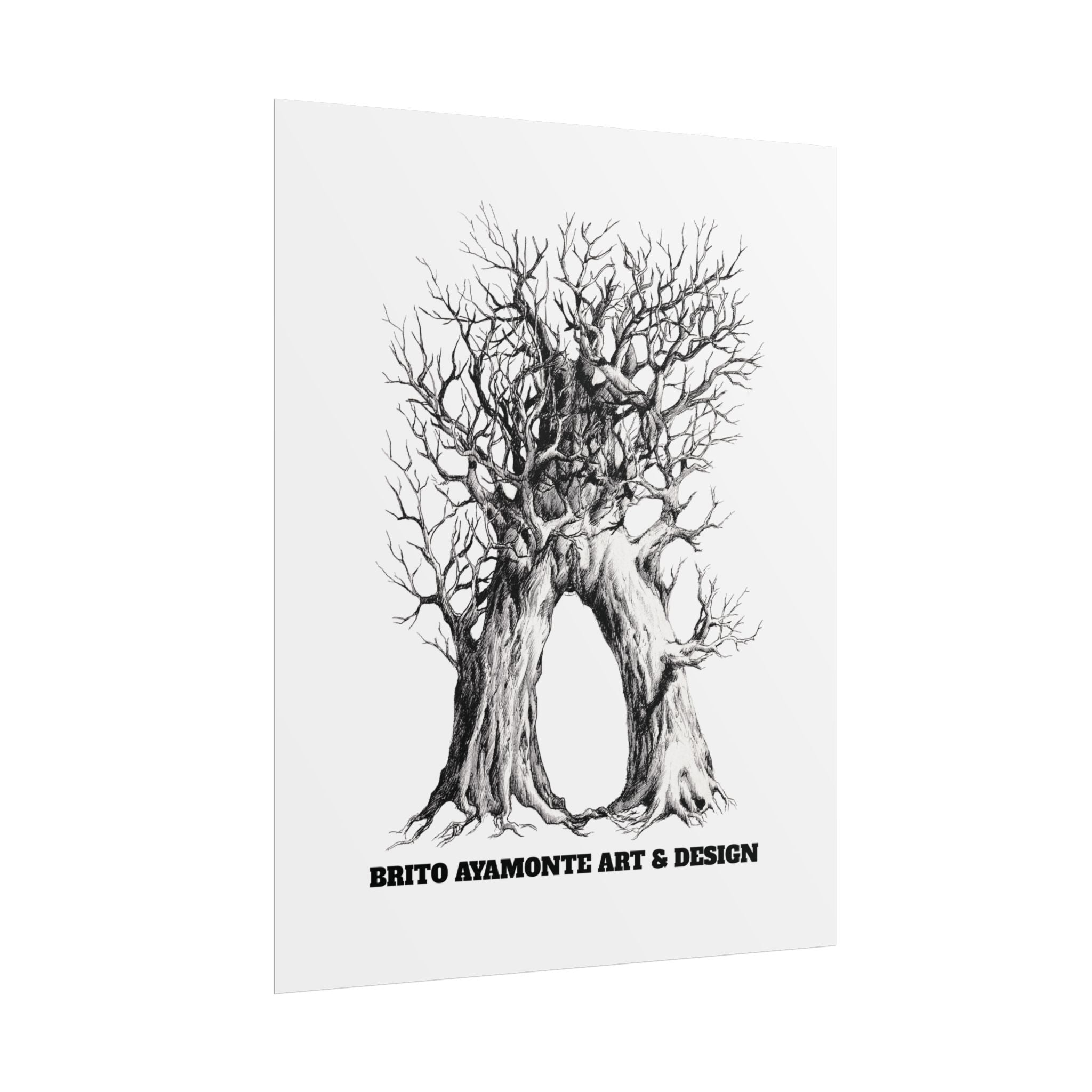 Tree Arch Illustration poster | Hand-drawn black ink botanical art