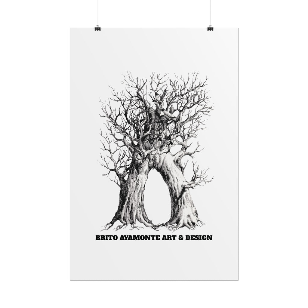 Tree Arch Illustration poster | Hand-drawn black ink botanical art
