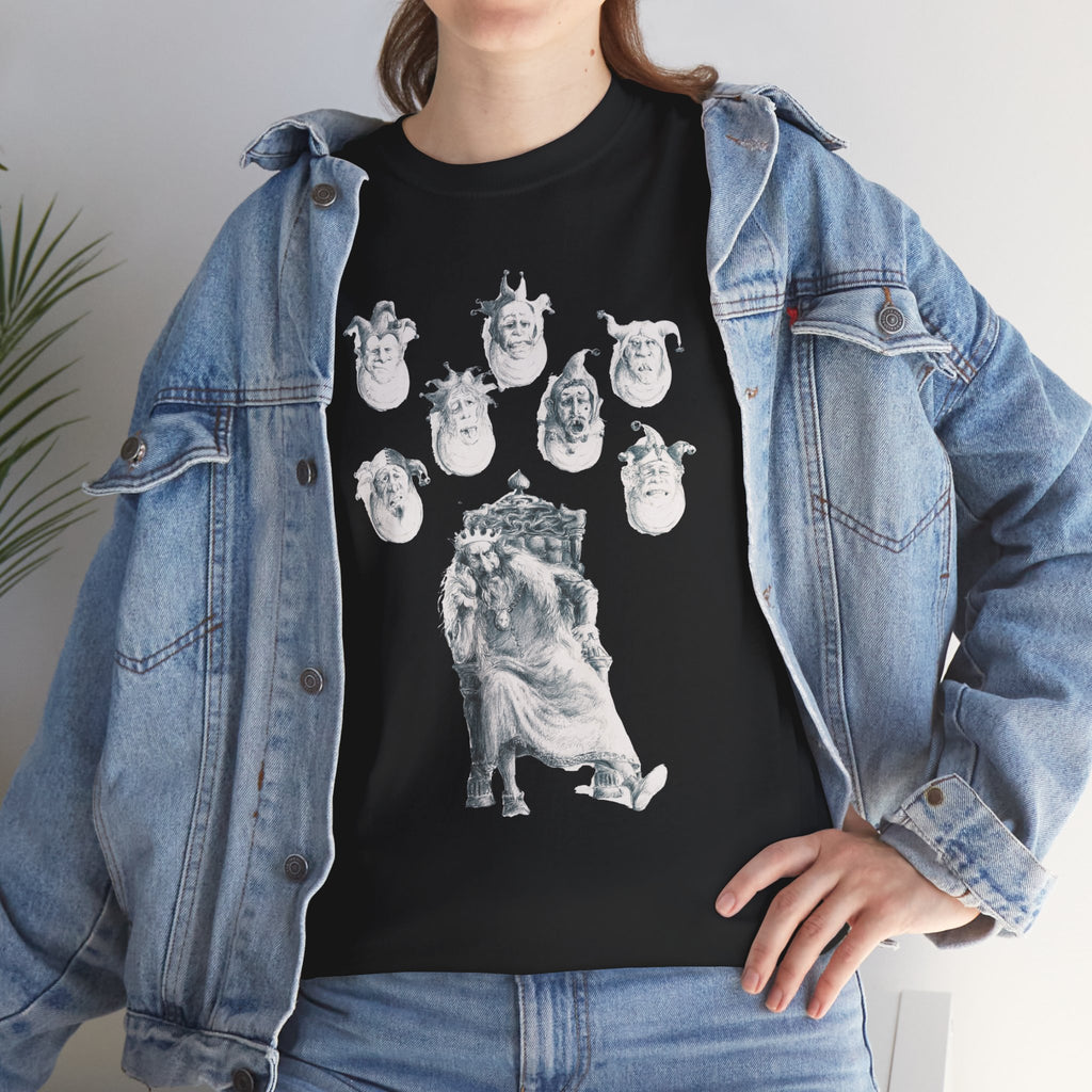 Graphic Tee — Gothic Angel and Floating Skulls Design