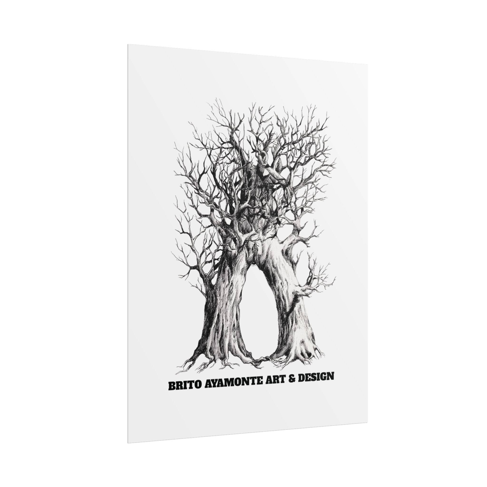 Tree Arch Illustration poster | Hand-drawn black ink botanical art