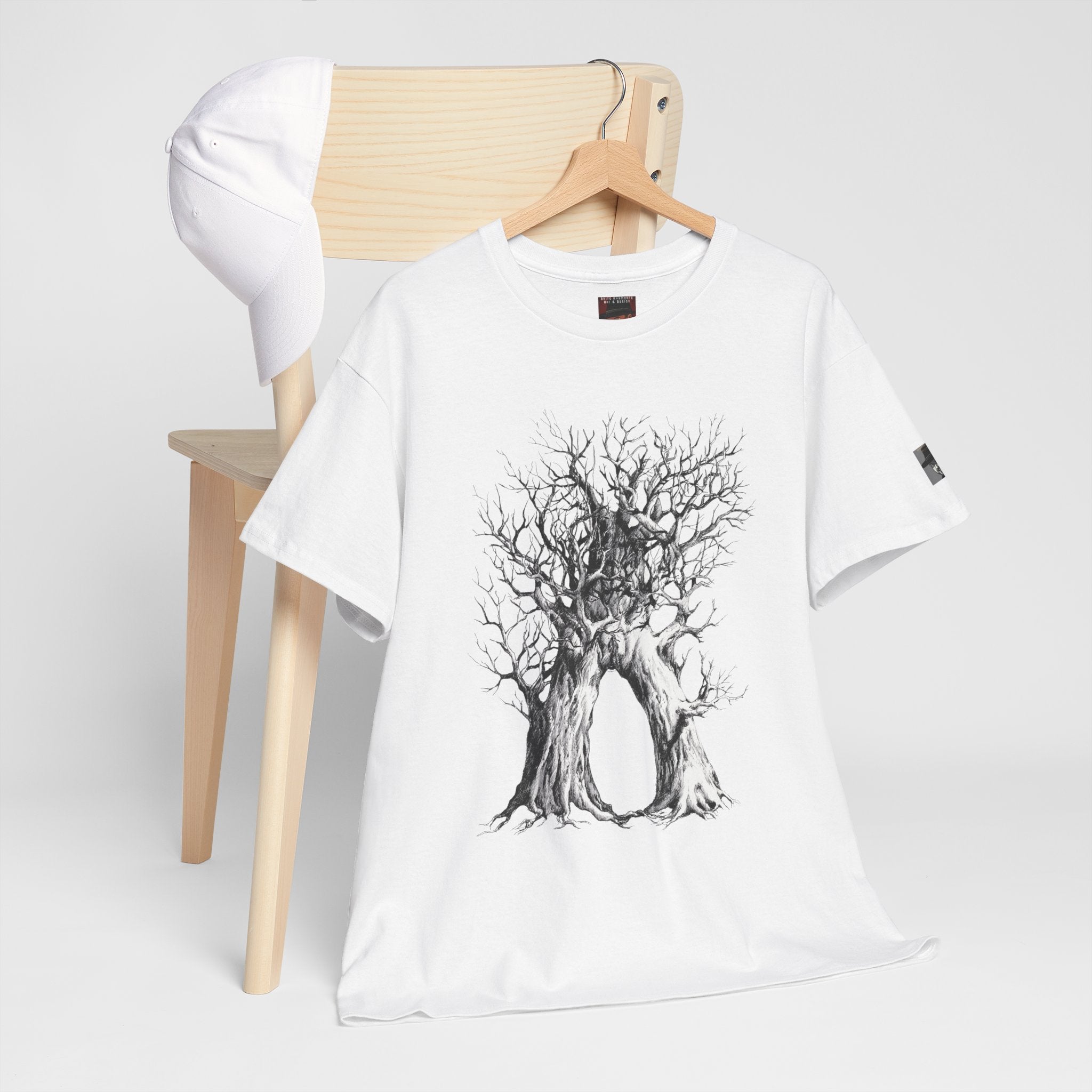 Tree of Lovers T-Shirt — Romantic Embrace Tree Illustration Tee
