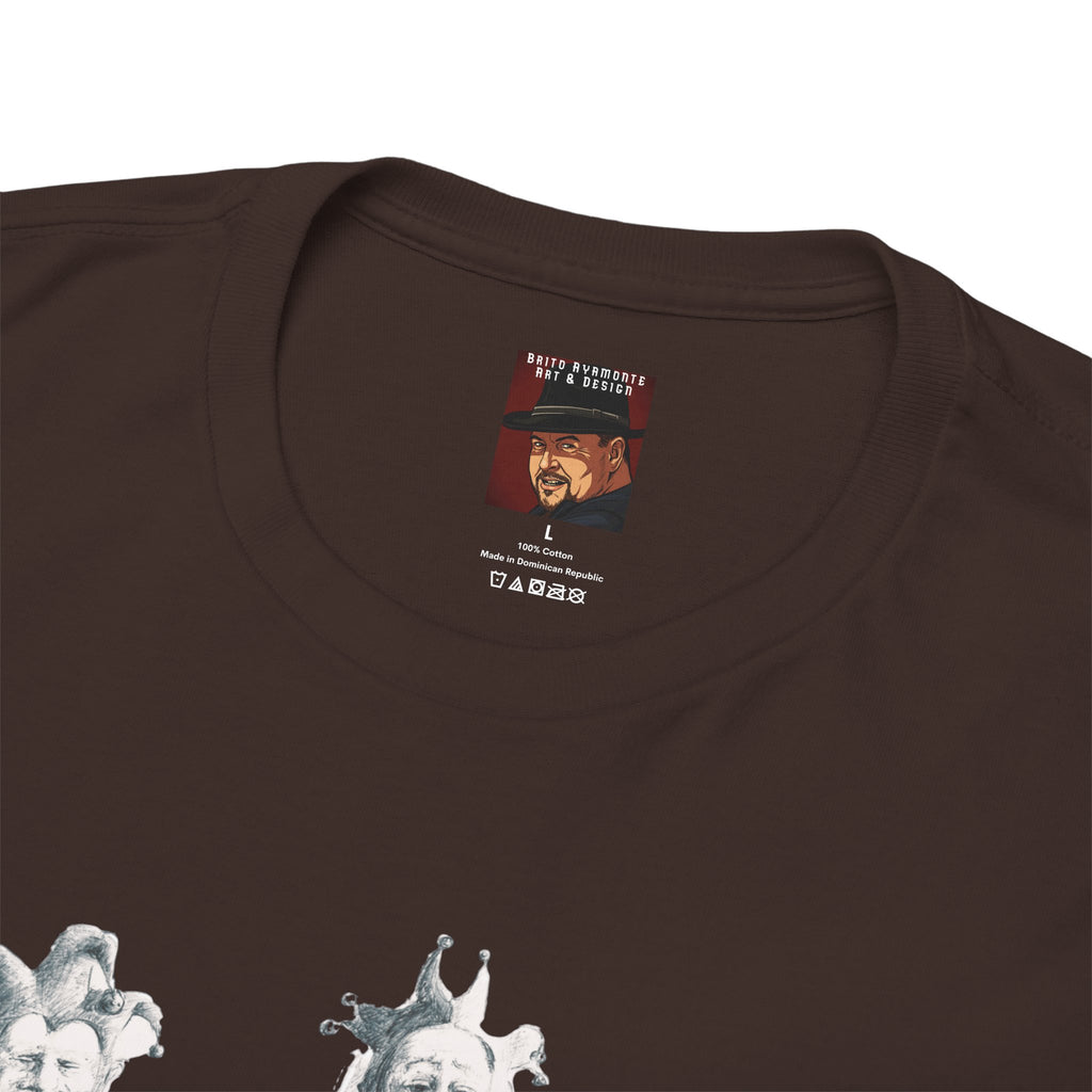 Graphic Tee — Gothic Angel and Floating Skulls Design